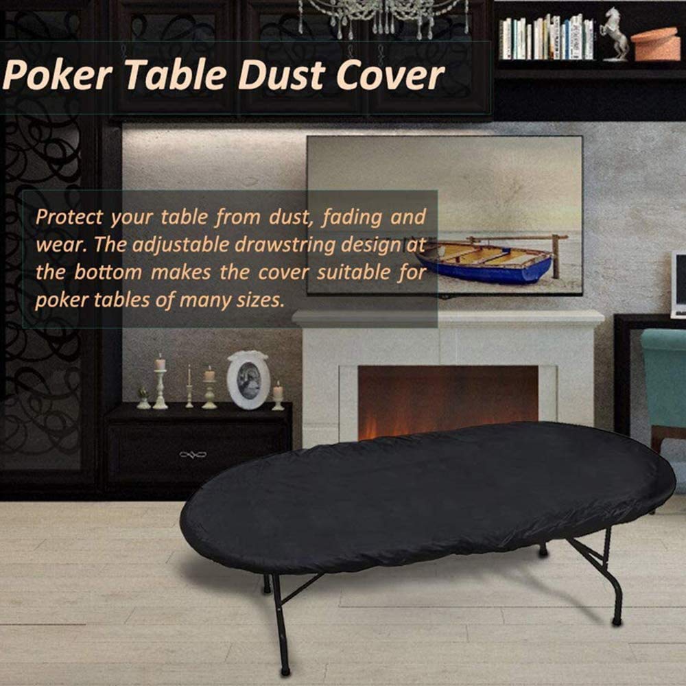 Waterproof 420D Oxford Poker Table Cover - Dustproof Protective Cloth for Oval Shaped Poker Tables with Adjustable String Hems | Perfect for Home Game Nights, Casino Parties & Poker Tournaments