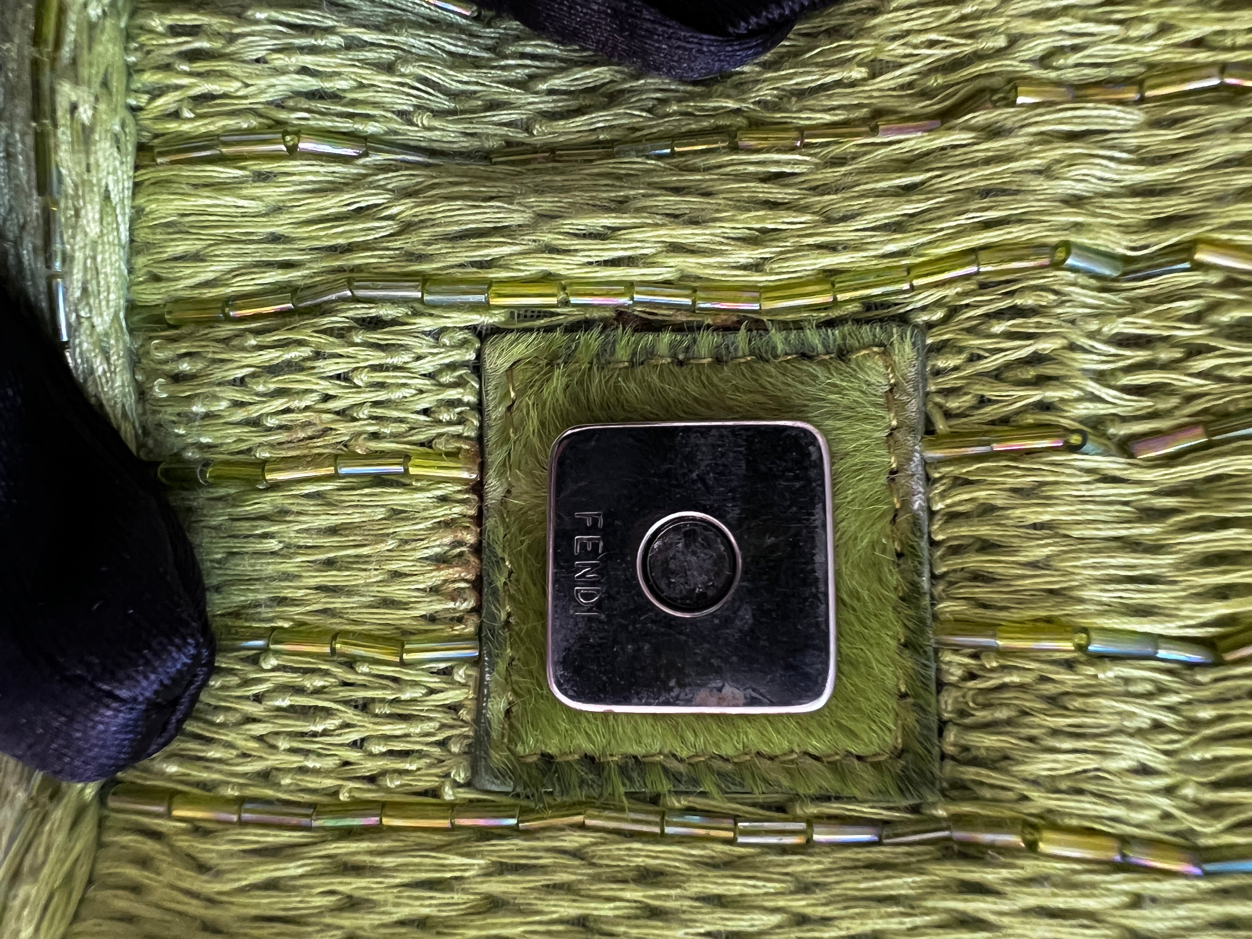 Vintage Fendi Green Beaded Baguette Bag - Luxury Designer Crossbody Purse for Women | Perfect for Evening Parties, Weddings & Special Occasions