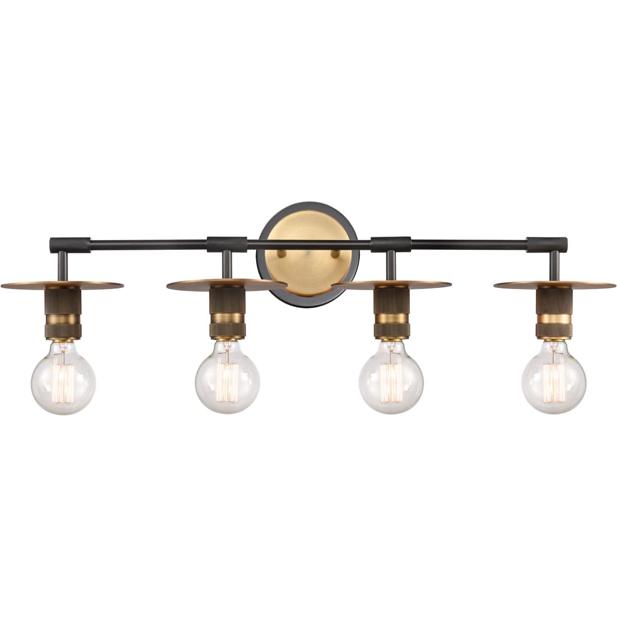 431-4W-BBB-LED Bare Bulb 1 Light Cord Set in Black Brushed Brass - Vintage Edison Style Pendant Lighting for Cafe, Restaurant and Home Decor