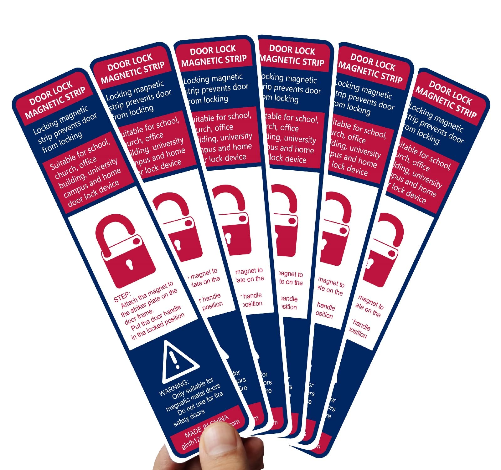12 Pack Magnetic Door Security Strips - Quick Lock Emergency Door Latch for School, Office & Home Safety - White (Easy Installation, Thin Design) - Perfect for Classroom Security, Workplace Safety & Home Protection