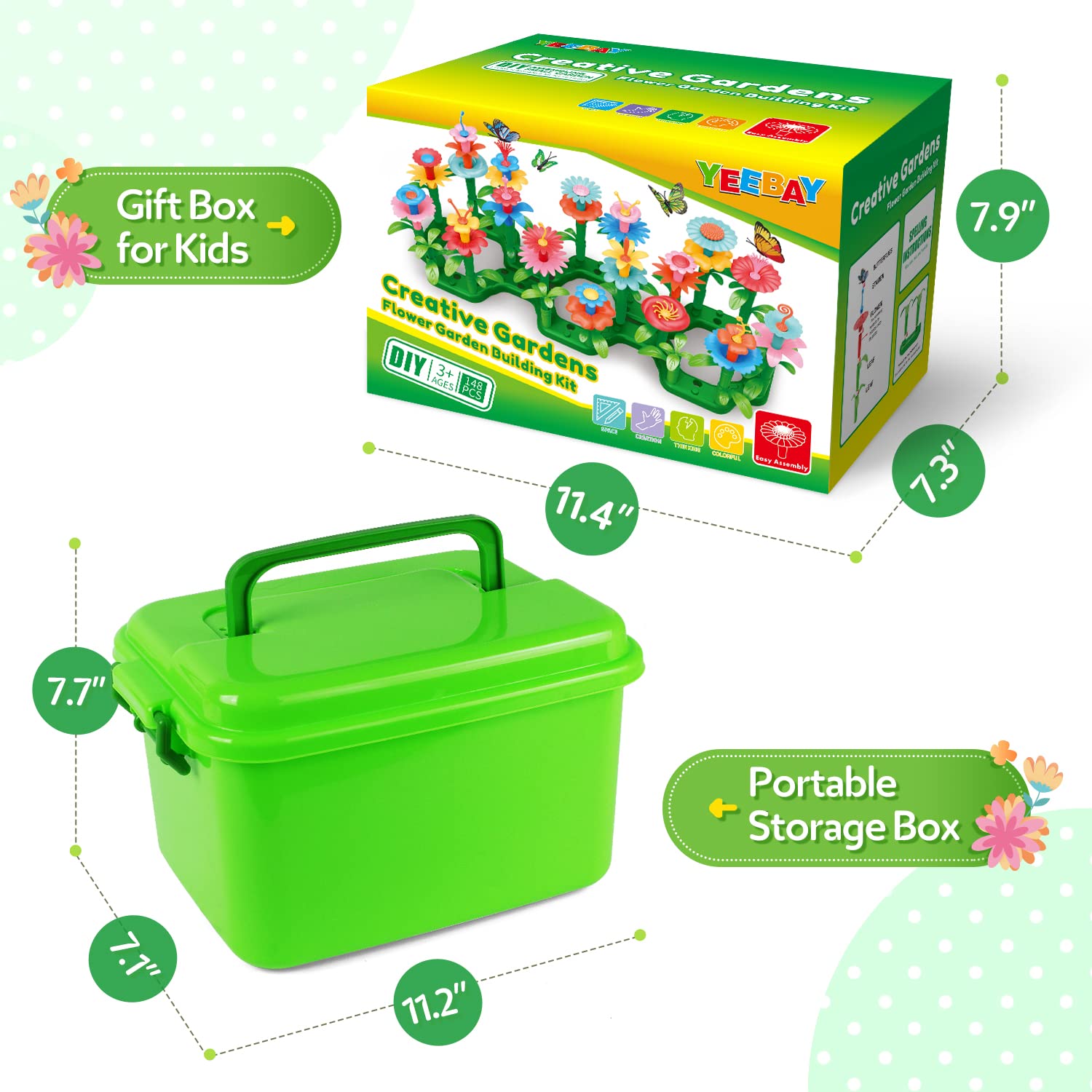 YEEBAY STEM Flower Garden Building Blocks - 148 PCS Educational Stacking Toys for Kids Ages 3-7, Gardening Pretend Play Set for Preschool Learning & Fine Motor Skills Development - Perfect for Indoor Creative Play & Early Childhood Education