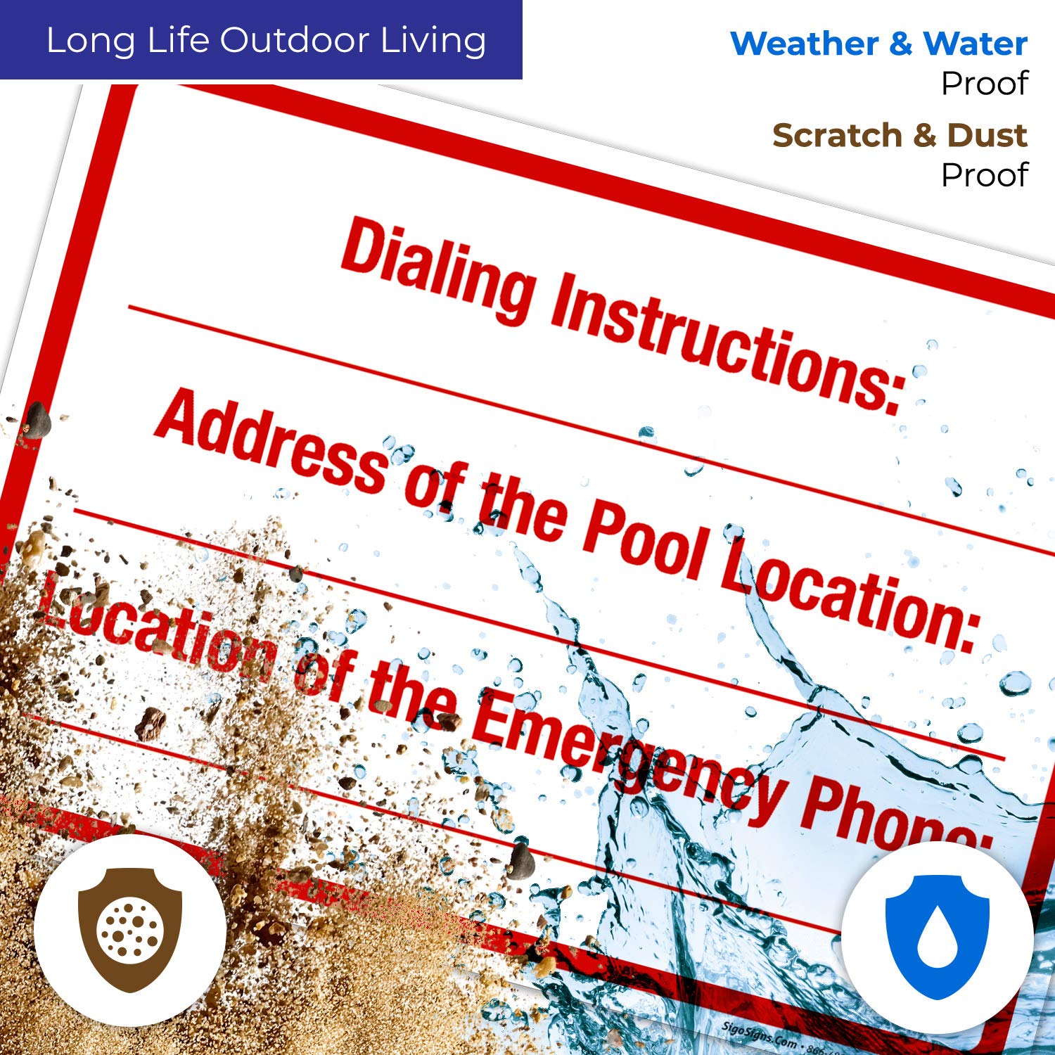 10x14 Inches Rust-Free .040 Aluminum Pool Location Sign - Fade Resistant Indoor/Outdoor Safety Sign for Swimming Pools - Made in USA | Perfect for Backyard, Community & Public Pool Areas