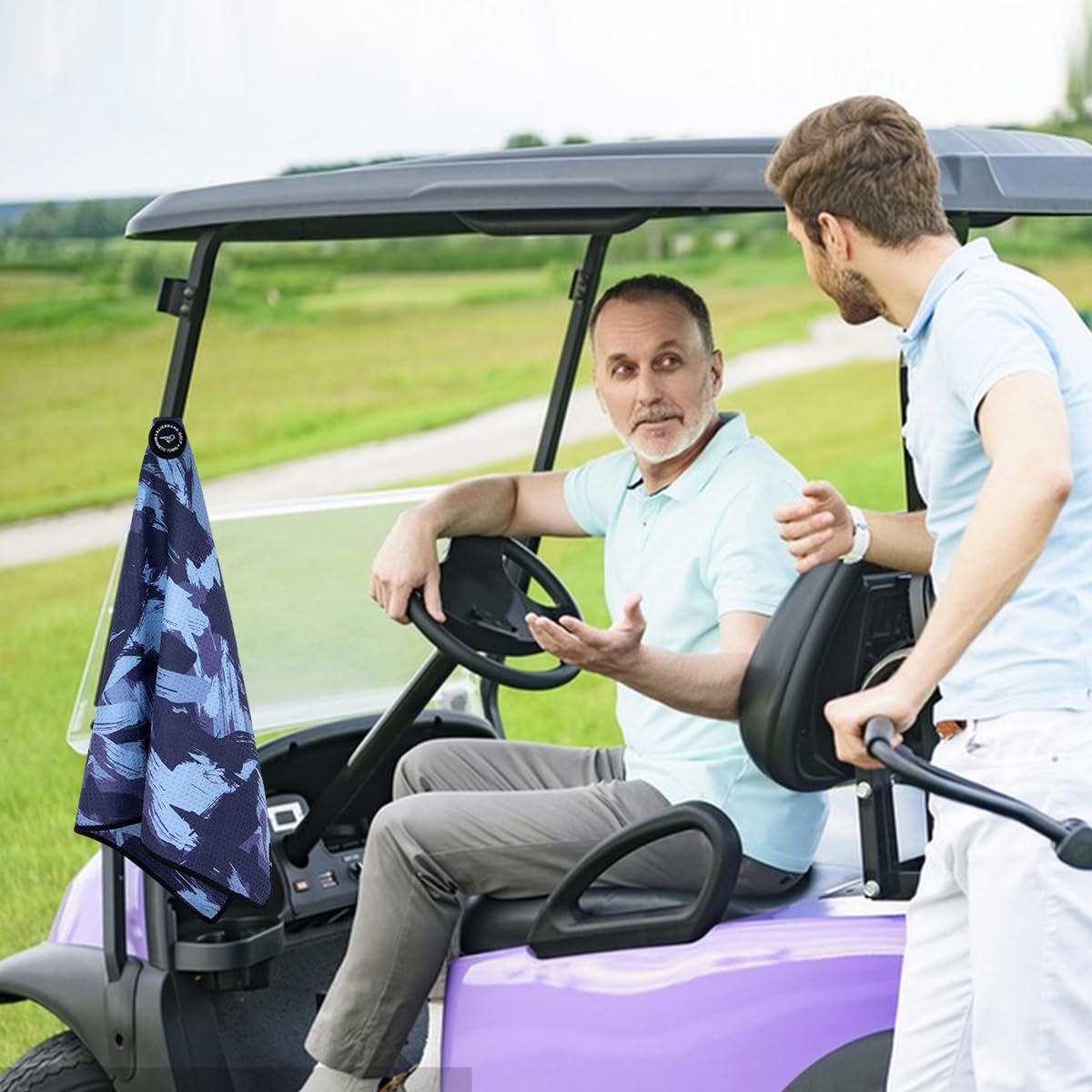 Premium Magnetic Golf Towel - Super Absorbent Microfiber Waffle Design with Secure Clip & Industrial Strength Magnet - Stays Firmly Attached to Golf Bags, Carts & Clubs (Blue) - Perfect for Golf Practice, Tournaments & Outdoor Sports