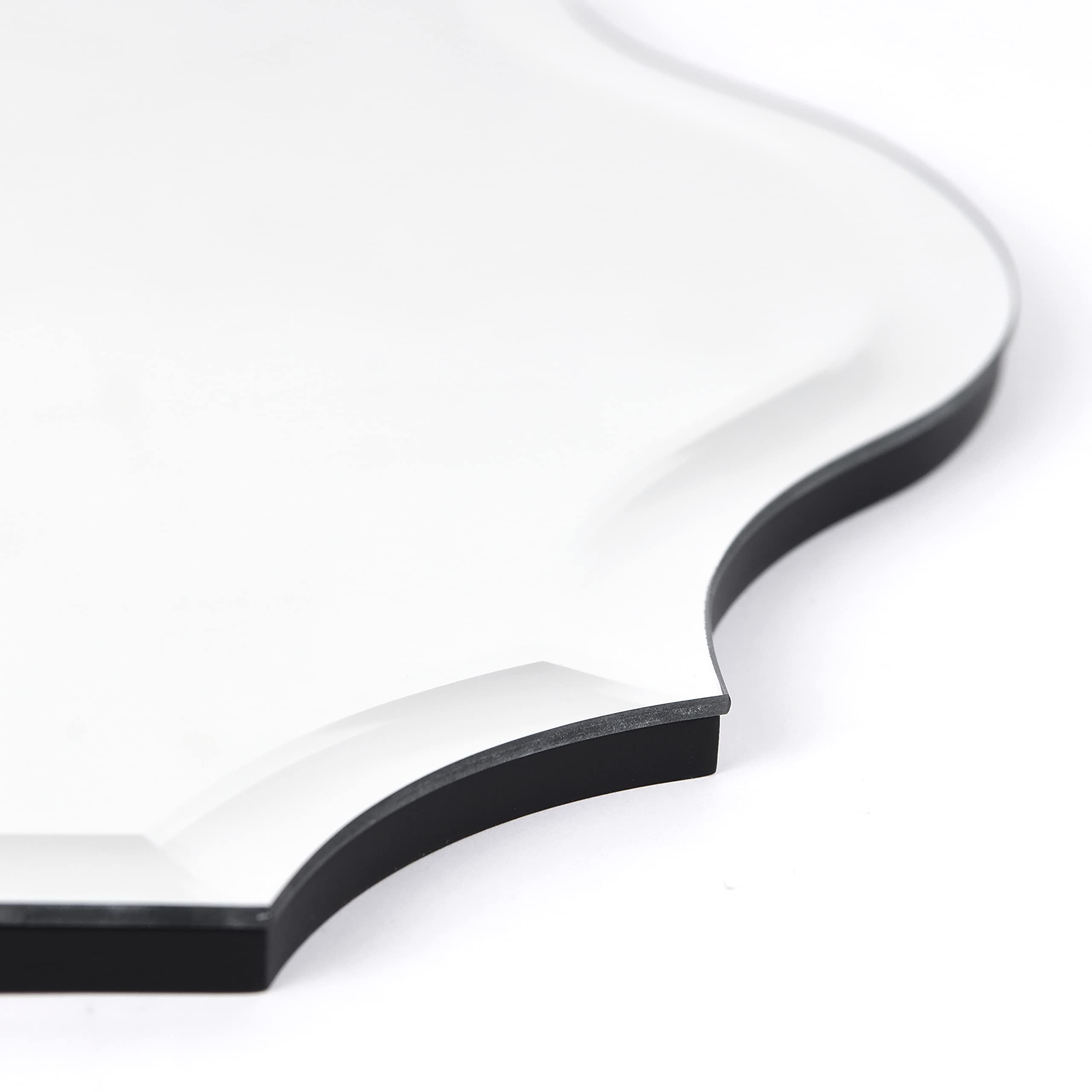 Empire Art Direct 30x40 Inch Frameless Prism Modern Wall Mirror - Oblong Scalloped Design with 1-Inch Beveled Edge - Perfect for Bathroom Vanity, Bedroom Decor & Living Room Wall Art