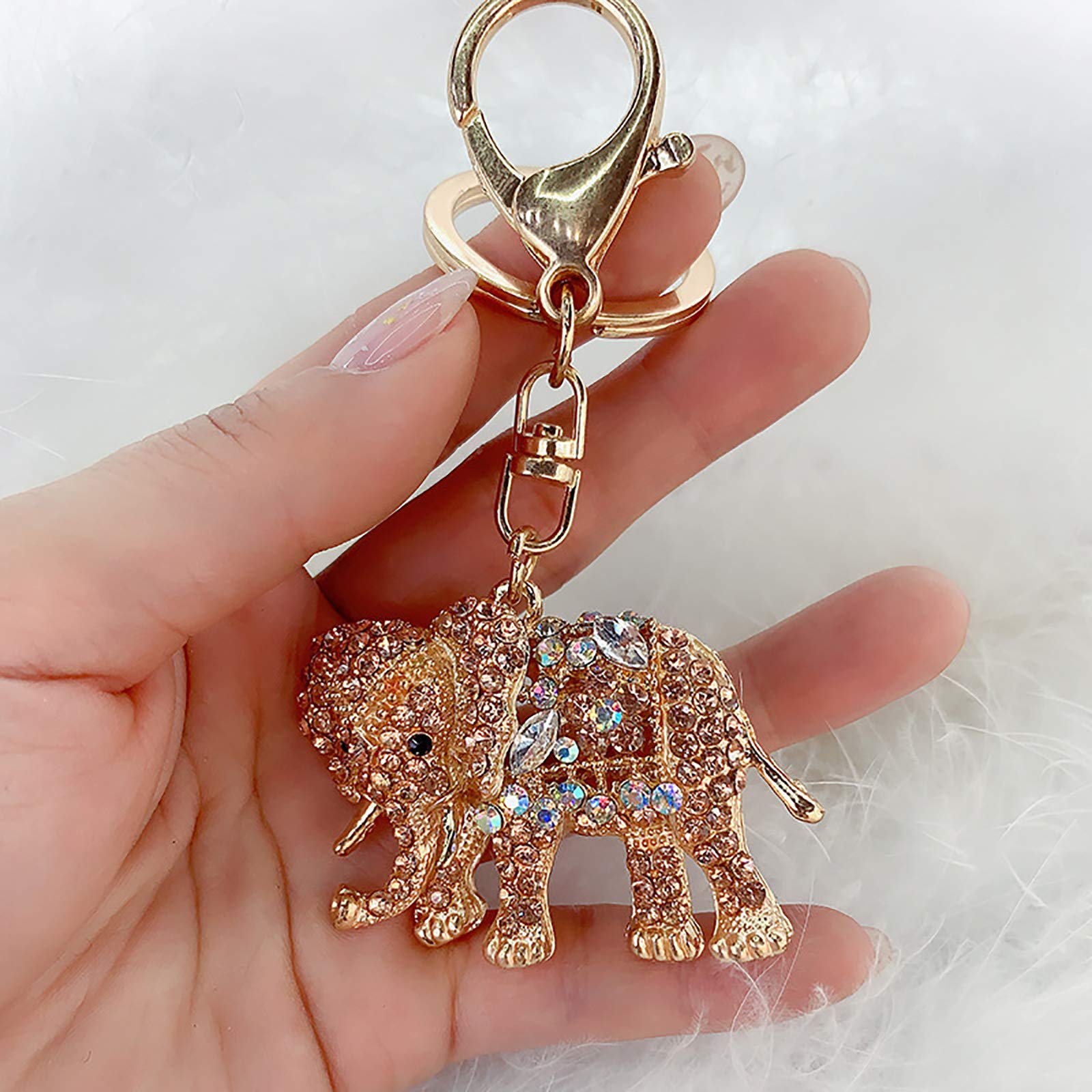 Sparkling Rhinestone Elephant Keychain - Elegant Crystal Key Ring for Women & Girls - Perfect for Purse, Bag, Car Keys & Gifts
