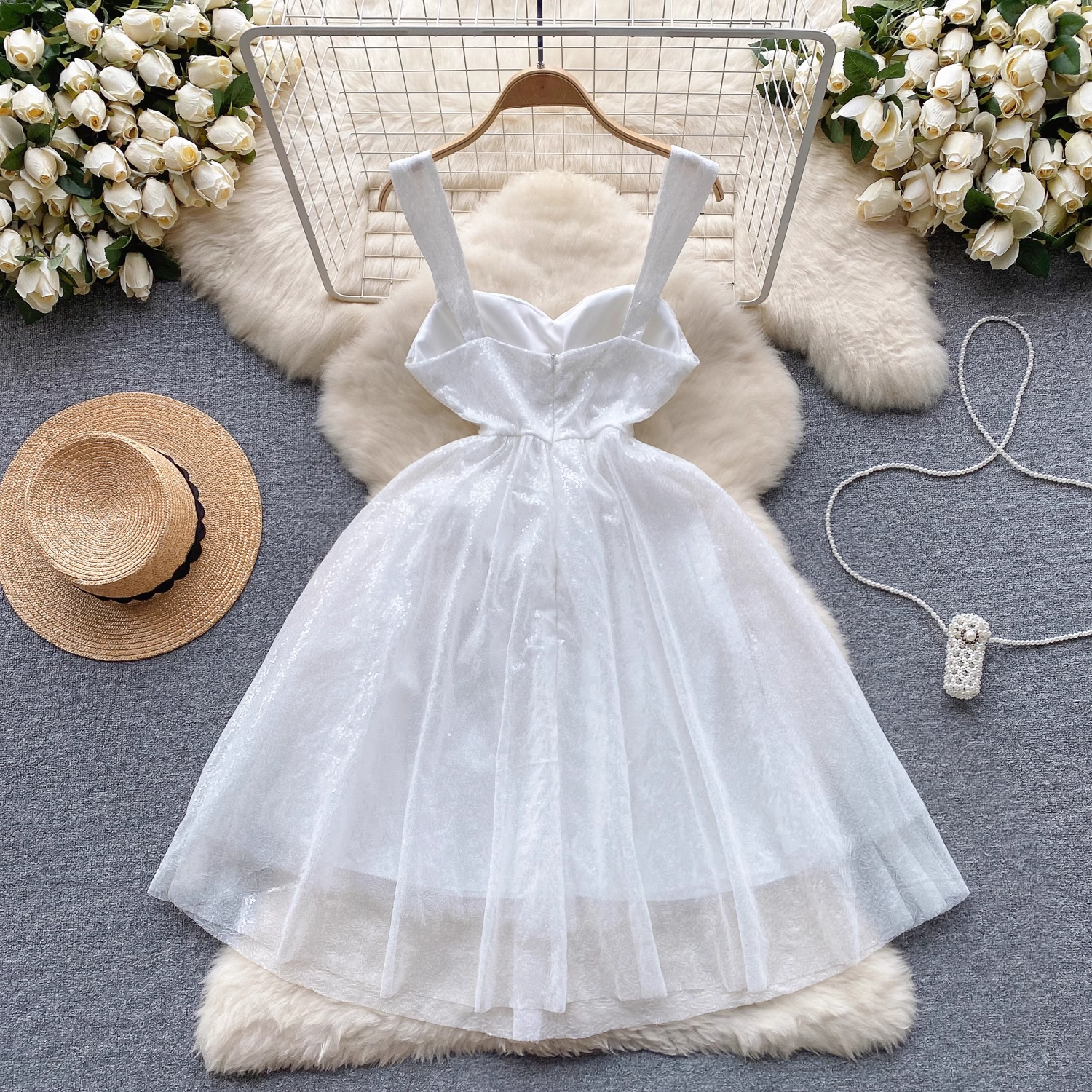 Elegant Mesh Fairy White Dress for Homecoming - Sparkling Prom Gown 1888 | Perfect for Dances, Parties & Special Occasions