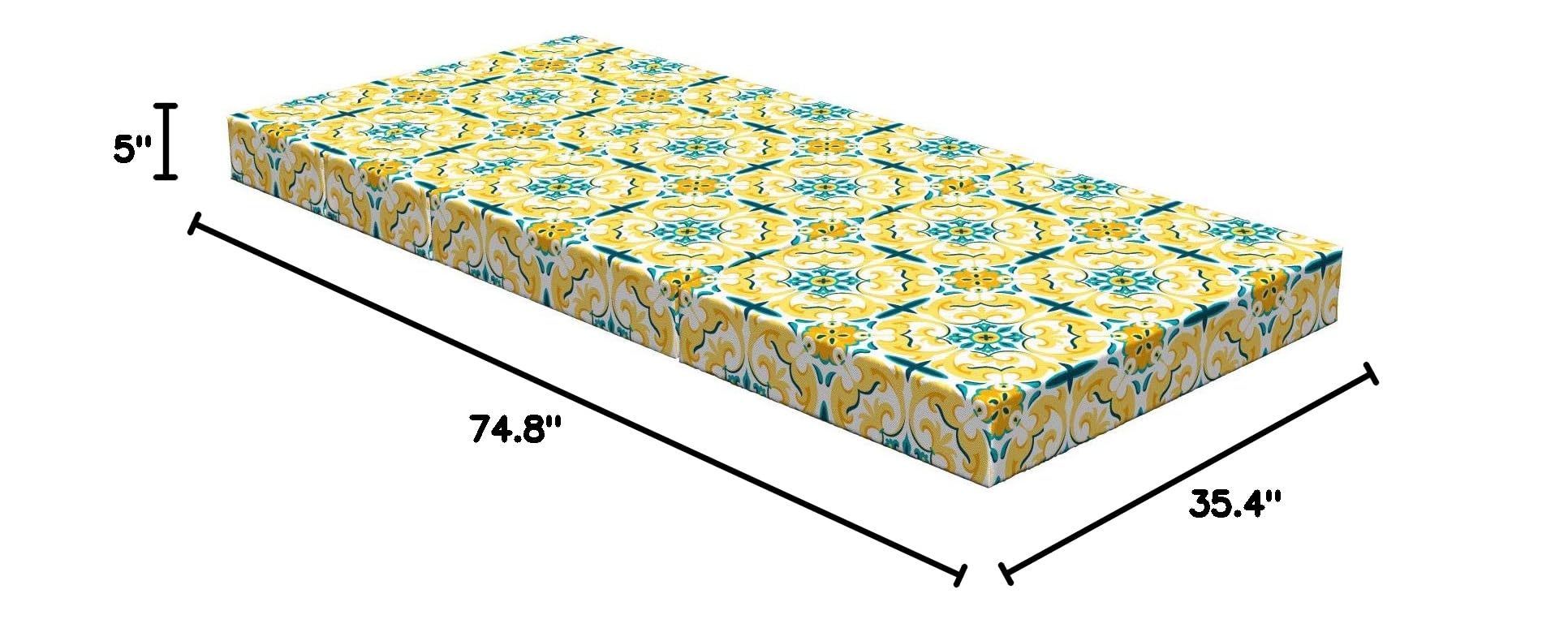 Ambesonne Victorian Foldable Mattress - Botanical Swirling Design, 74.8