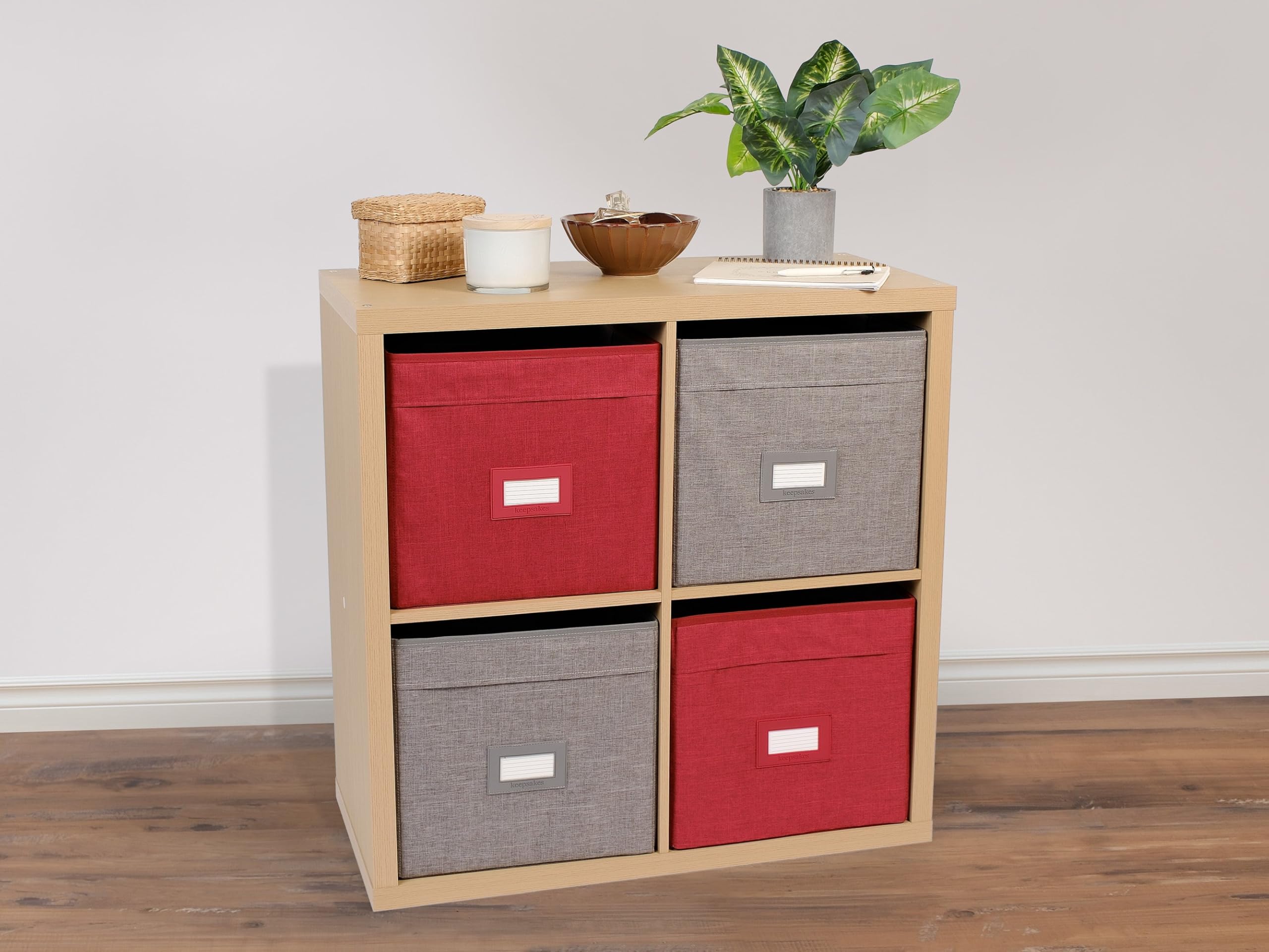 Covermates Keepsakes Cube Storage Bin - Heavy Duty Fabric Organizer with ID Window & Pull Handles - Home Office Organization for Toys, Books, Craft Supplies (Graphite)