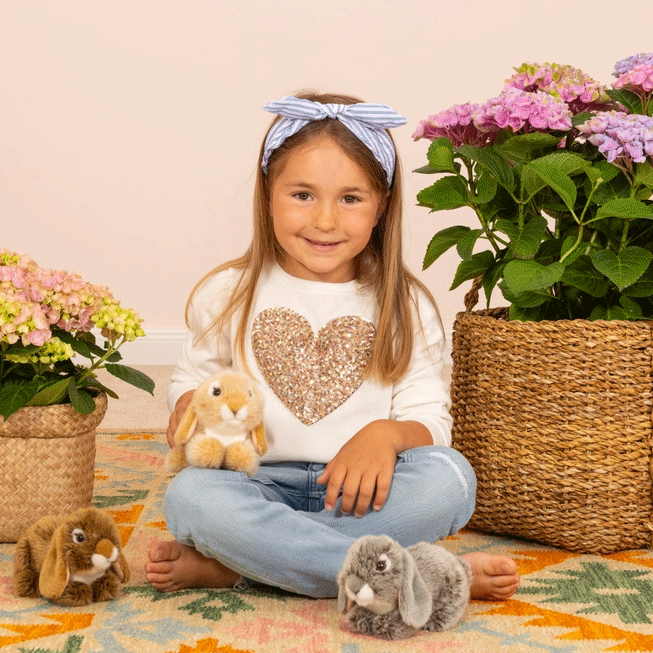 Soft Grey Plush Rabbit Stuffed Animal by Teddy Hermann - Cute & Cuddly Gift for Kids, Baby Shower, Easter, and Nursery Decor