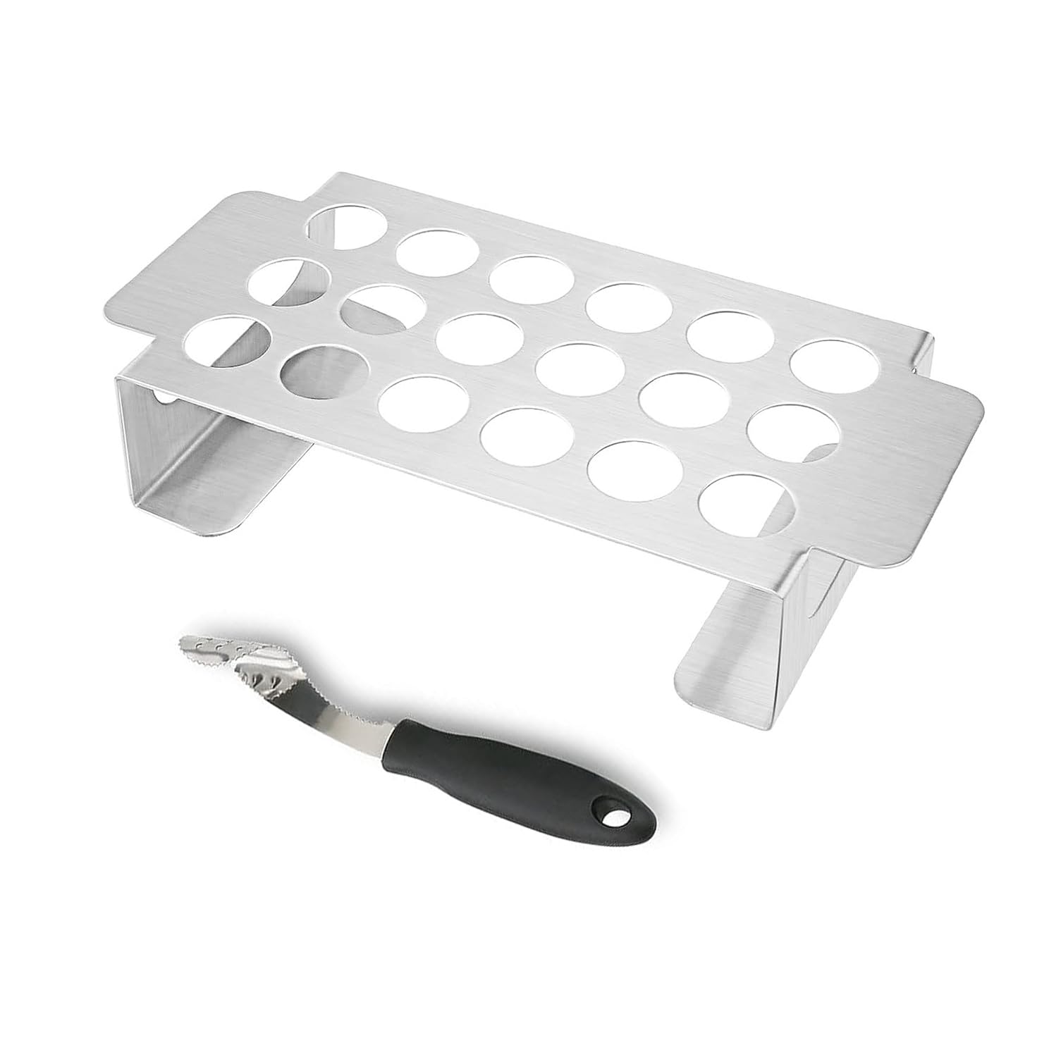 Stainless Steel Jalapeno Grill Rack with Corer Tool - 18 Hole BBQ Jalapeno Popper Holder & Drumstick Chicken Wing Roaster for Smoker, Oven - Perfect for Backyard Grilling, Tailgating & Outdoor Cooking