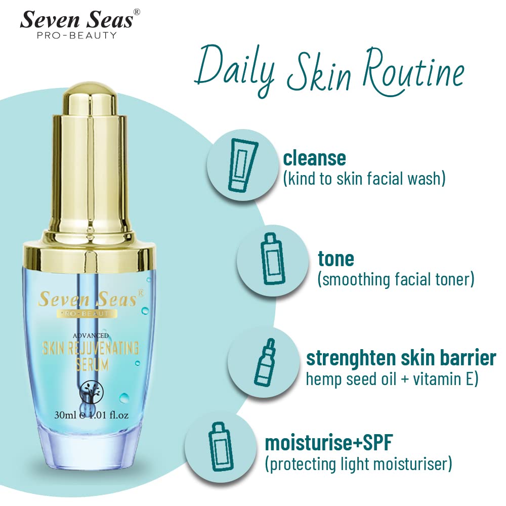 Seven Seas 3-in-1 Anti-Aging Face Serum for Spotless Glowing Skin - Brightening, Hydrating & Wrinkle Reduction Treatment - Perfect for Daily Skincare Routine & Nighttime Use