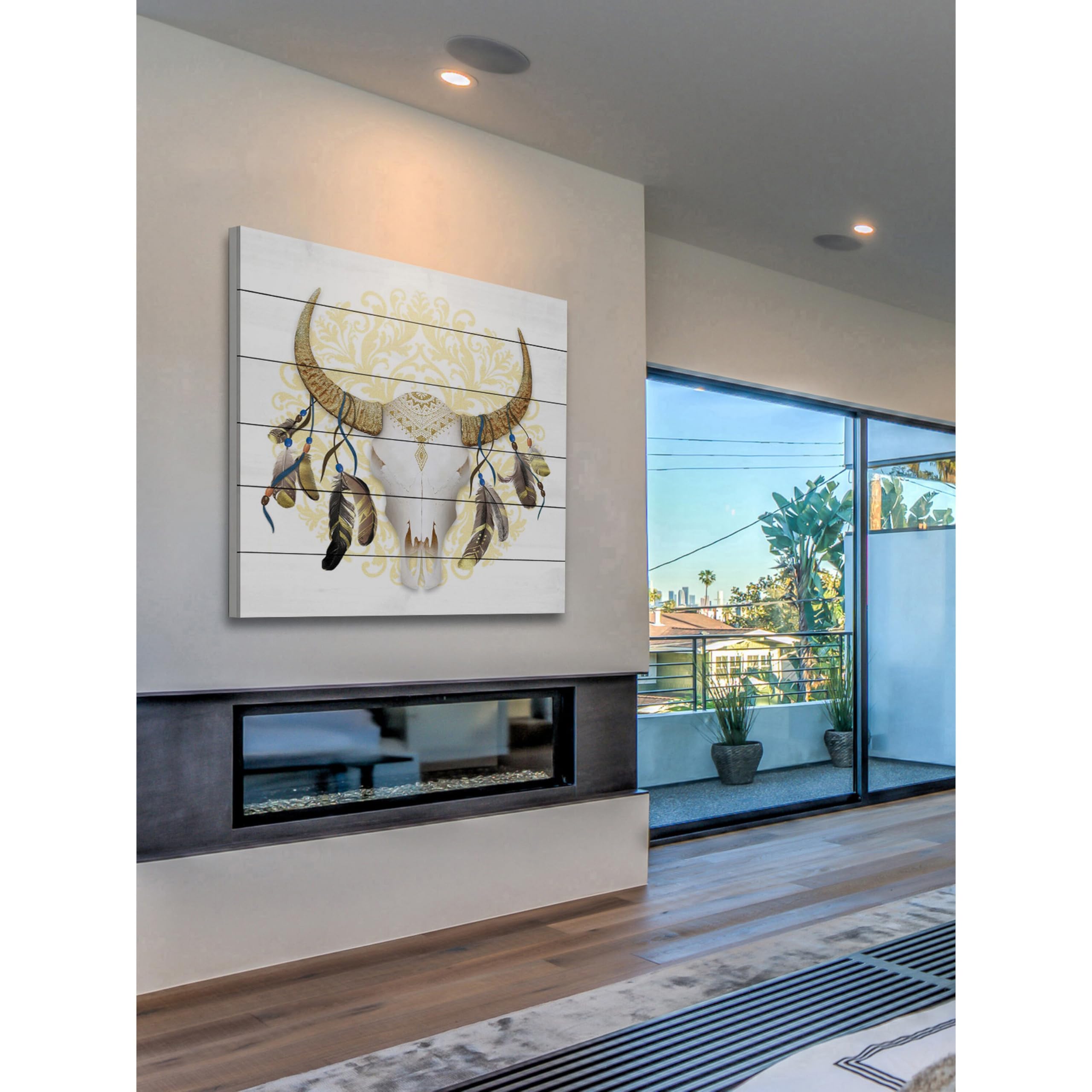 Premium 'Dangling Feathers II' Art Print by Marmont Hill - Framed White Wood Wall Decor for Living Room, Bedroom & Office