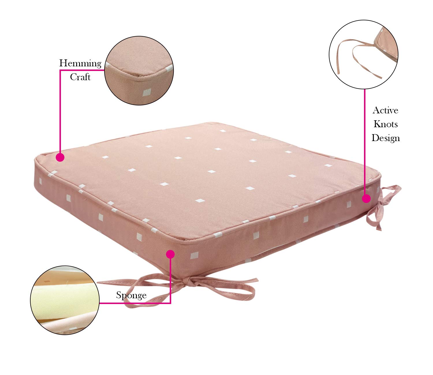 Outdoor Chair Cushions Set of 2 - 18x18 Inch Pink Polka Dot Square Patio Seat Cushions with Ties - Waterproof & UV Resistant for Garden, Deck, Poolside Furniture (Perfect for Outdoor Lounging & Entertaining)