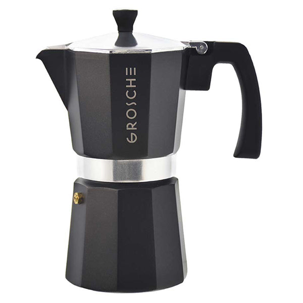 GROSCHE Milano Stovetop Espresso Maker - 3 Cup Italian Coffee Pot for Gas & Electric Stoves - Perfect for Home, Office & Camping Coffee Brewing