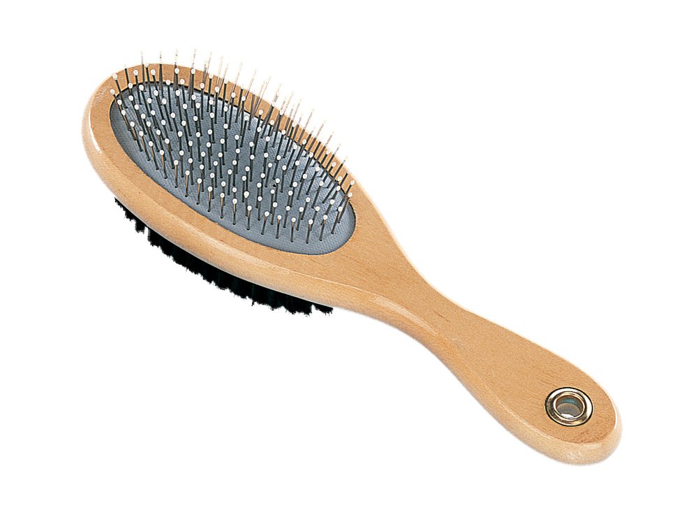 Nobby Nature Line Double Dog Brush - Gentle Pet Grooming Tool for Shedding & Detangling - Perfect for Long & Short Haired Dogs at Home or Professional Use