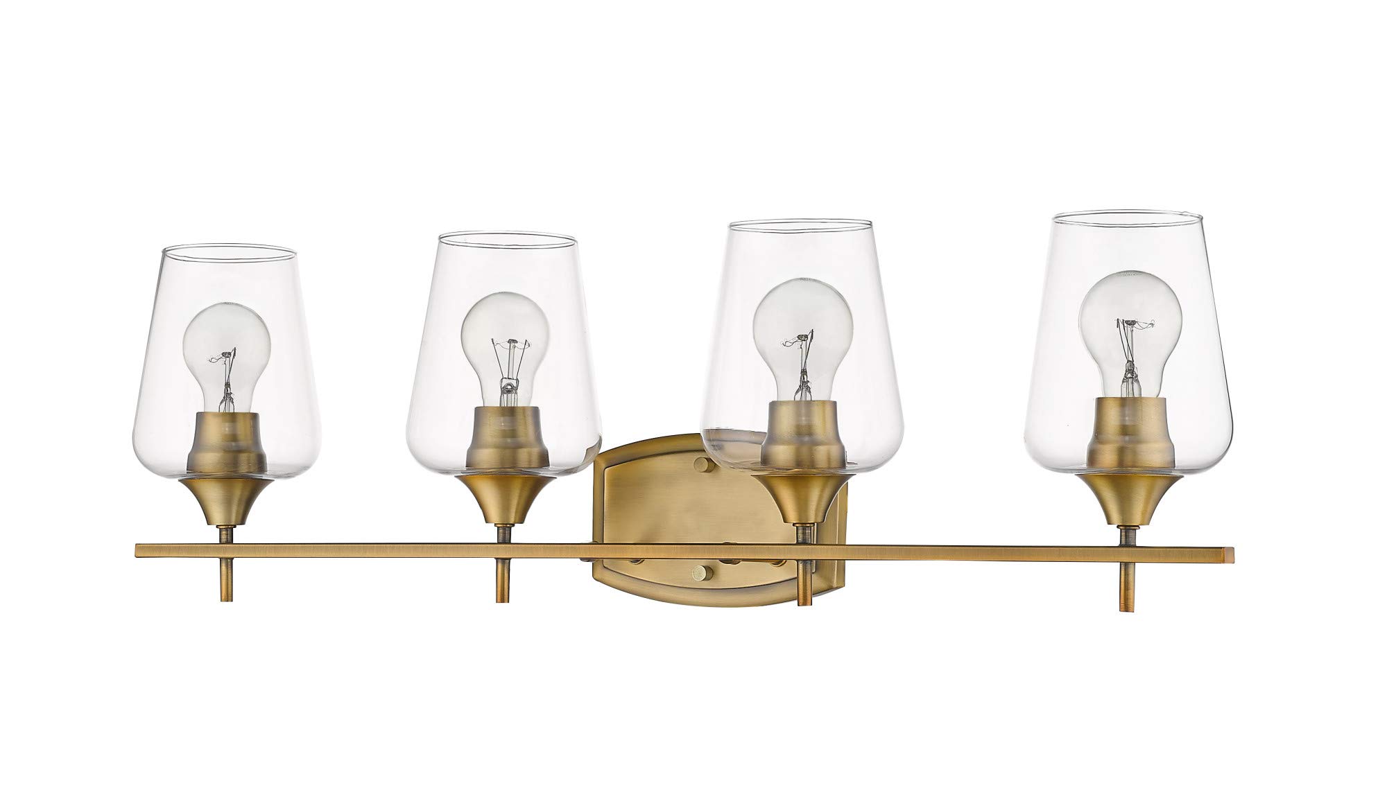 Z-Lite 4-Light Bathroom Vanity Light Fixture 473-4V-OBR, Clear Glass Shades - Perfect for Modern Bathroom, Powder Room & Dressing Area Lighting