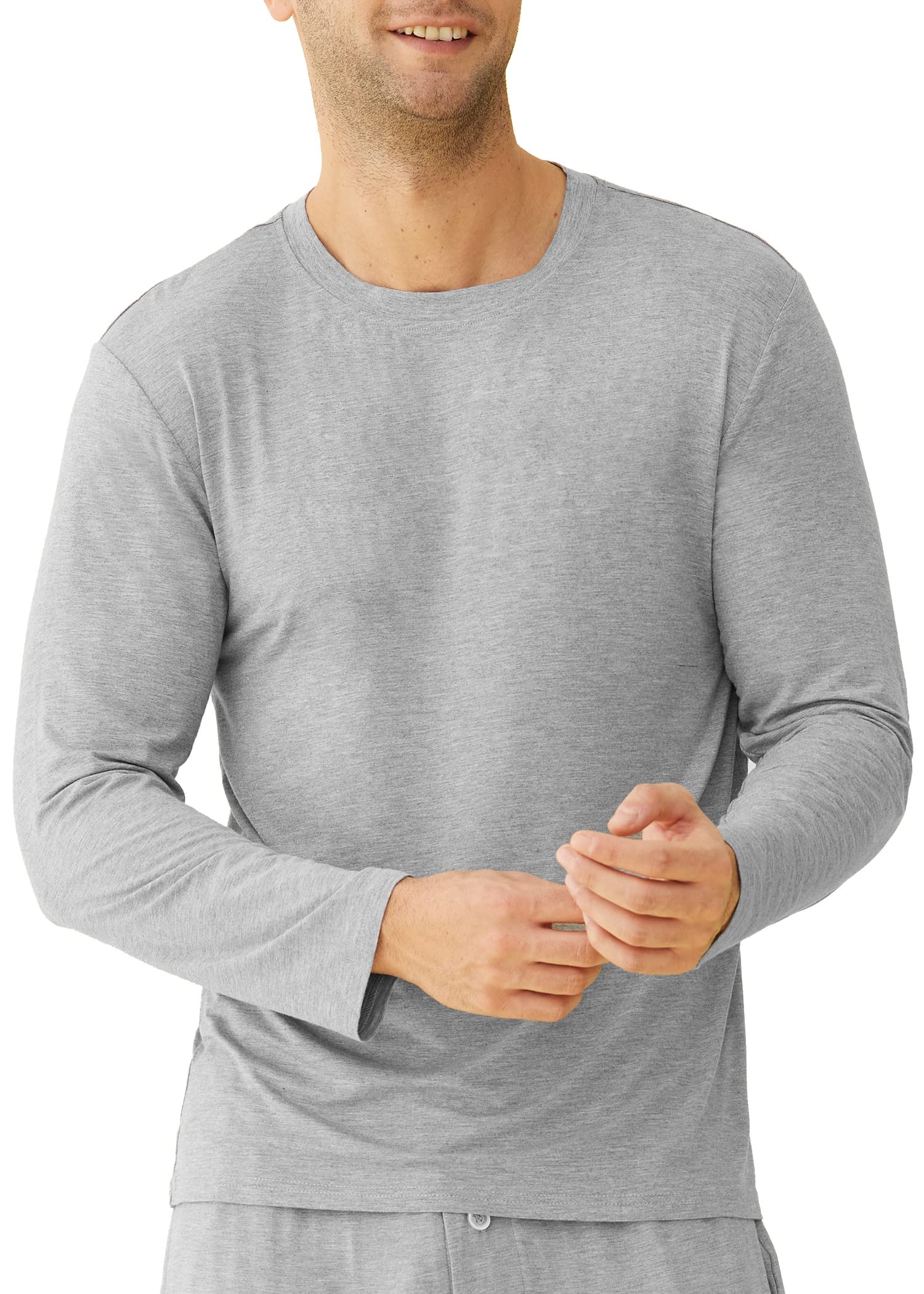 Latuza Men's Bamboo Viscose Pajama Top - Soft Long Sleeve Sleep Shirt for Comfortable Nightwear & Lounge Wear - Perfect for Bedtime, Relaxing at Home, and Travel