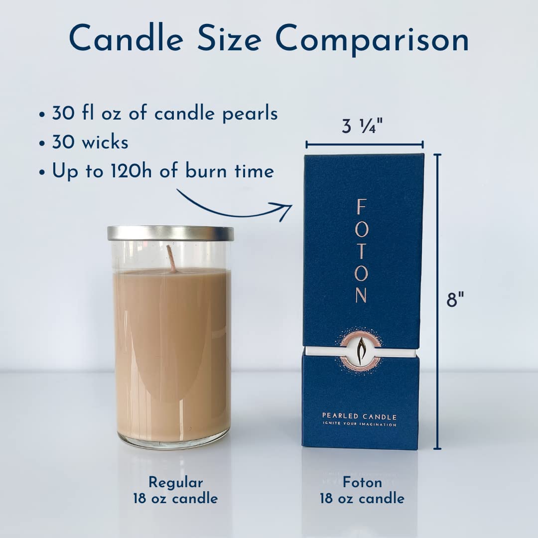 Foton Pearled Candle 18oz - Black Unscented Non-Toxic Long-Lasting Powder Candles (120 Hours Burn Time) - Refillable Candle Sand with 30 Wicks for DIY Candle Making - Perfect for Home Decor, Weddings & Relaxation