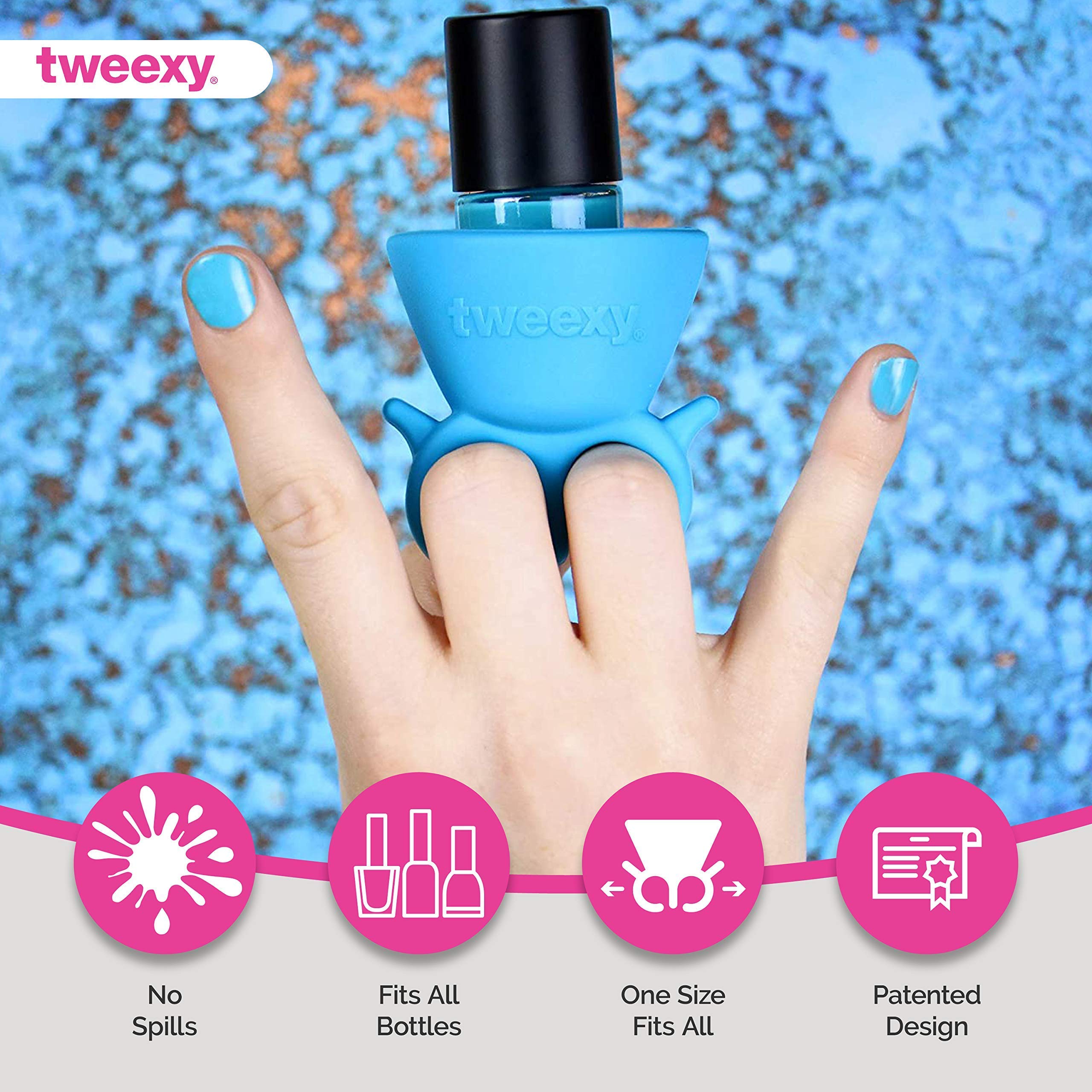 Tweexy 2-Pack Wearable Nail Polish Holders - Beach Glass Blue & Purple for Easy Nail Painting - Perfect for DIY Manicures, Travel & Salon Use