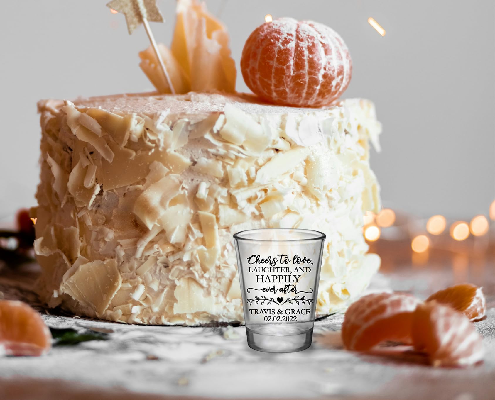 Personalized Wedding Shot Glasses Bulk - Custom Cheers to Love & Laughter - Elegant Wedding Favors for Guests - Perfect for Bridal Showers, Bachelorette Parties & Reception Toasts