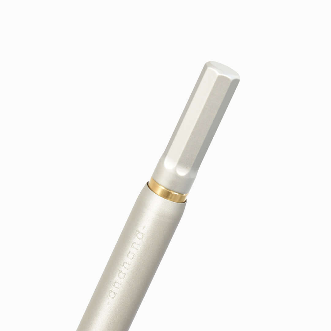 Andhand Method Mini Retractable Ballpoint Pen - Silver Stainless Steel Pocket Pen for Office, School & Travel Writing