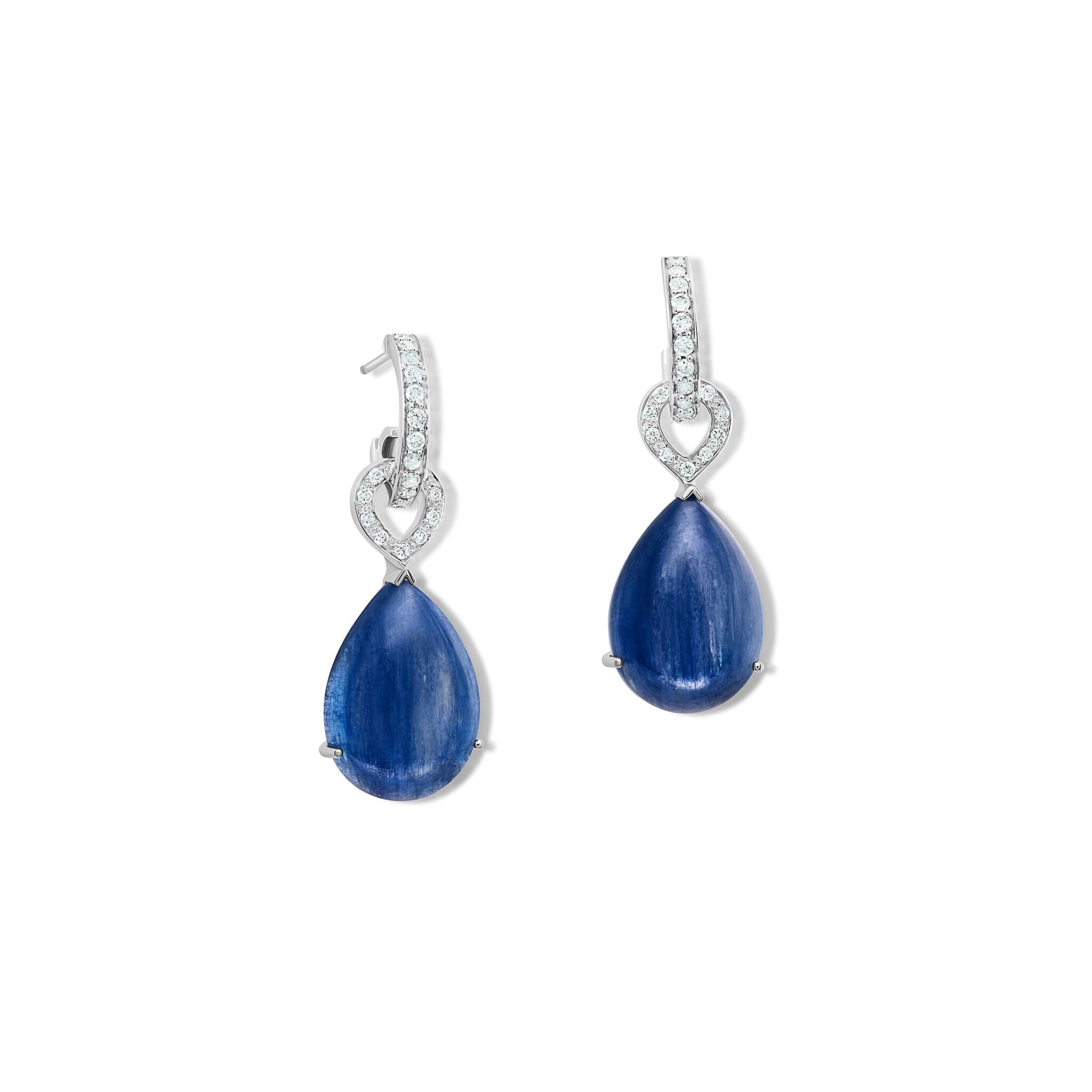 18ct White Gold Octavia Drop Earrings with Blue Kyanite & Diamond - Elegant Jewelry for Weddings, Parties & Special Occasions