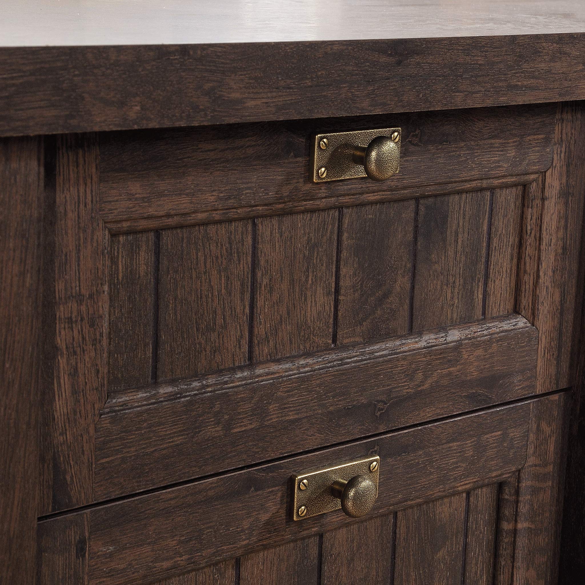 Sauder Costa Executive Office Desk with Drawers & File Storage - Coffee Oak Finish - Perfect for Home Office, Study Room & Professional Workspace