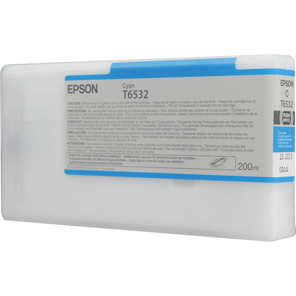 Epson T6532 4900 Ultrachrome Ink HDR 200ml Cyan Printer Ink Cartridge - High-Quality Replacement for Photo Printing & Professional Graphics