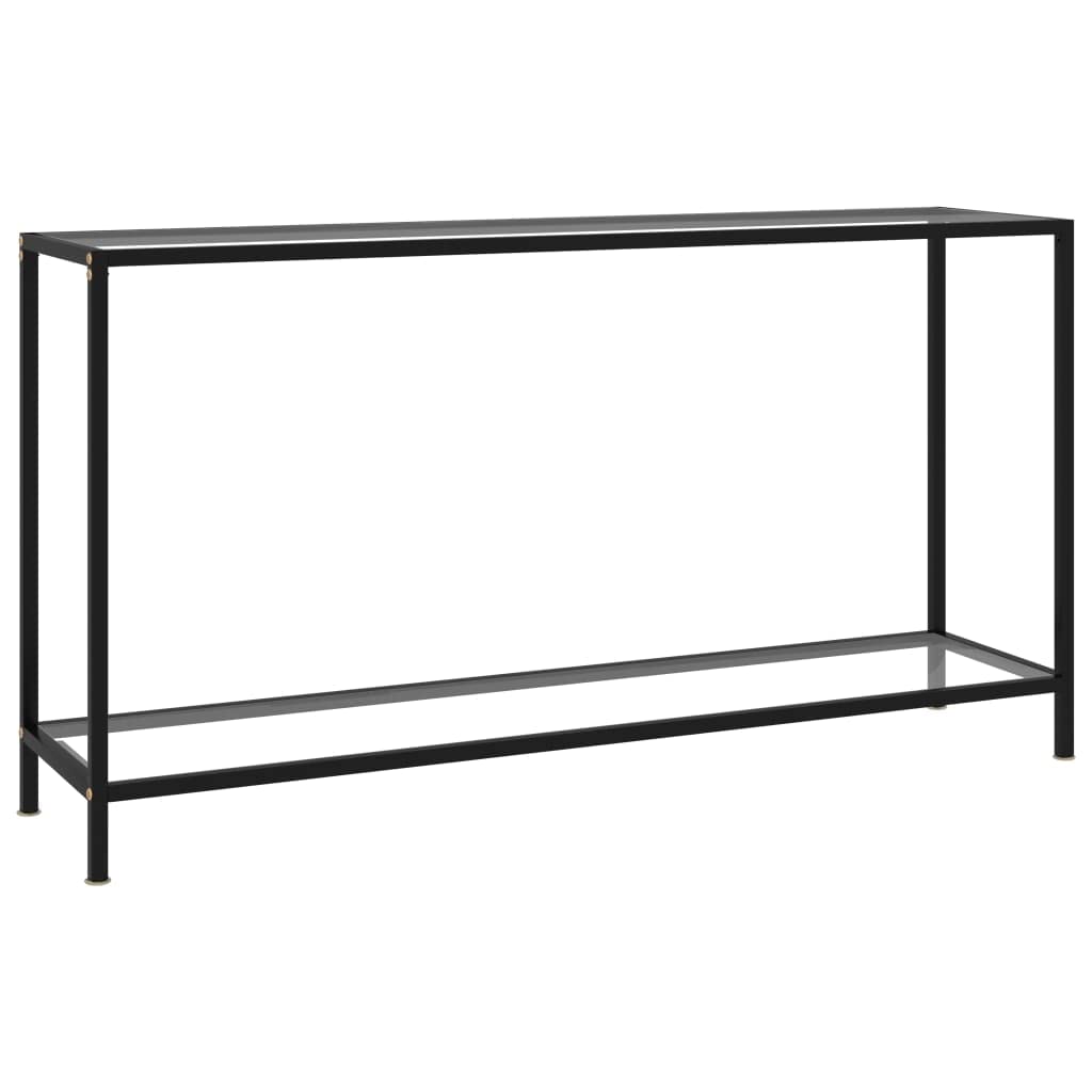 Industrial Narrow Console Table with 2-Tier Shelves & Tempered Glass - 55.1
