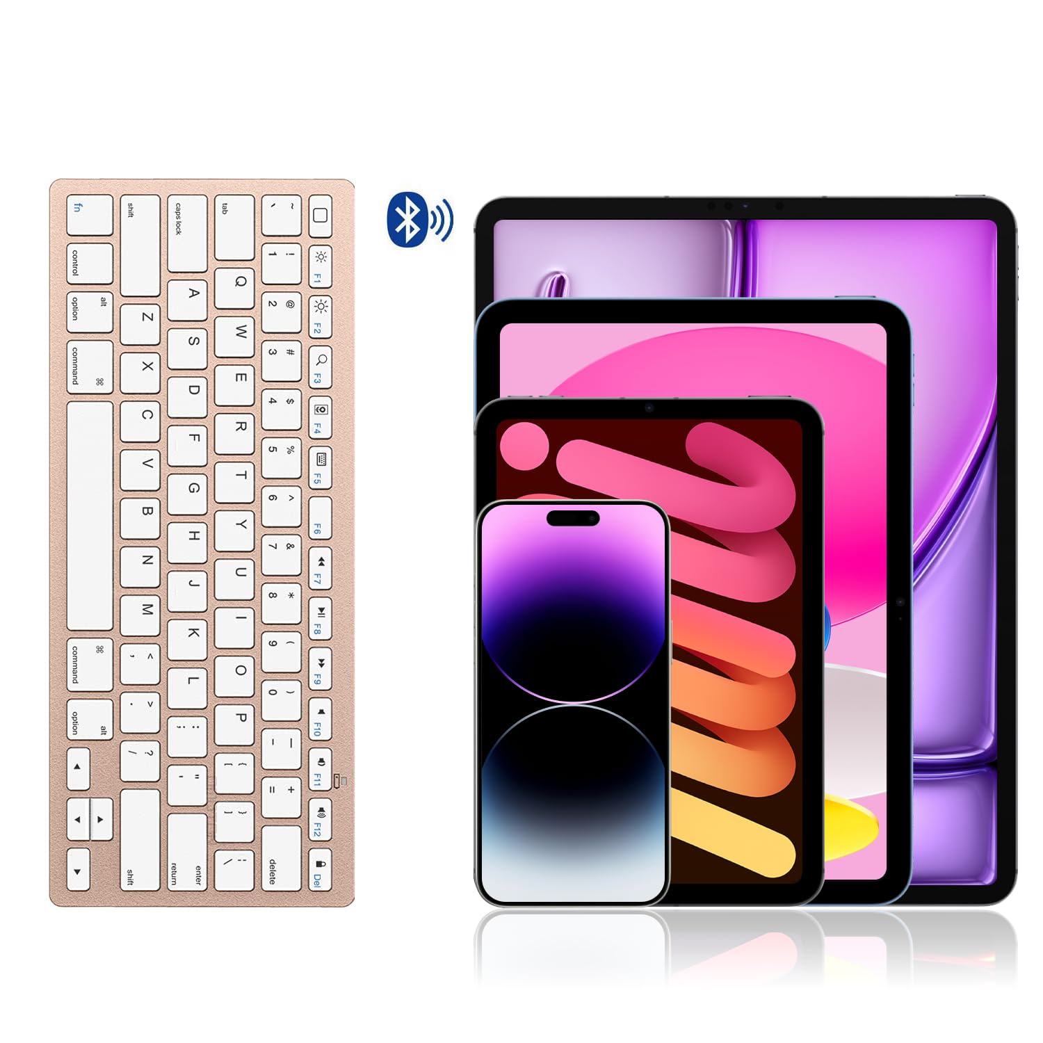 OMOTON Wireless Bluetooth Keyboard for iPad 10th Gen & iPad Pro/Air/Mini - Ultra Slim Portable Keyboard Compatible with iPad 10.2 (7th/8th/9th Gen), iPad Pro 11/12.9/13 inch, iPad Air 4th/5th Gen - Perfect for Home Office, Travel & Remote Work (Gold)