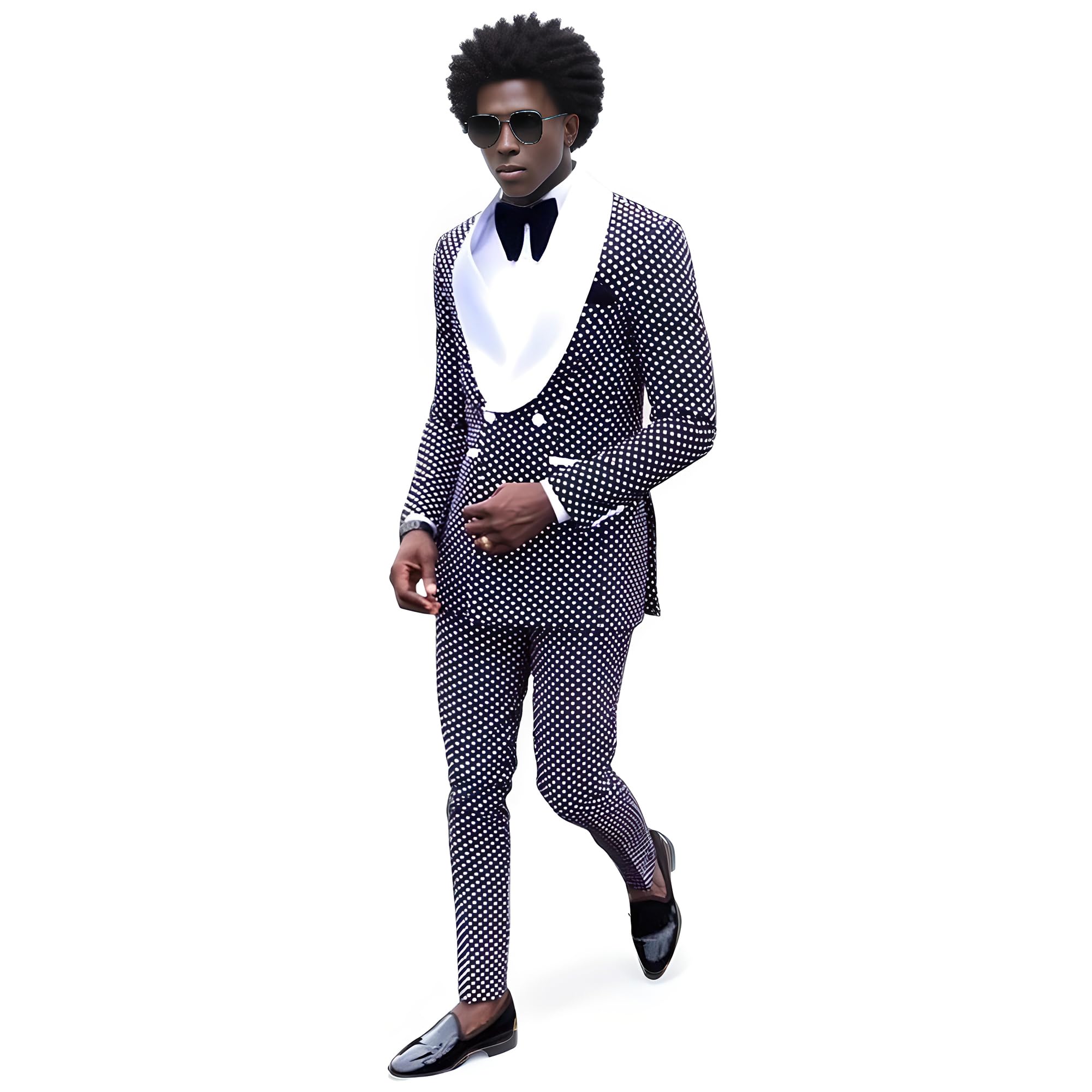 Men's Polka Dot Suits - 2 Piece Wedding Dress Jacket & Pant Set, Regular Fit | Formal Attire for Weddings, Parties & Special Occasions