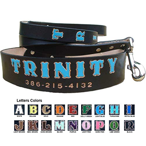 Premium Personalized Big Dog Collars - Custom Engraved Leather Dog Collar & Leash Set | Handmade in USA | Durable for Large Breed Dogs | Perfect for Training, Walks & Gifts