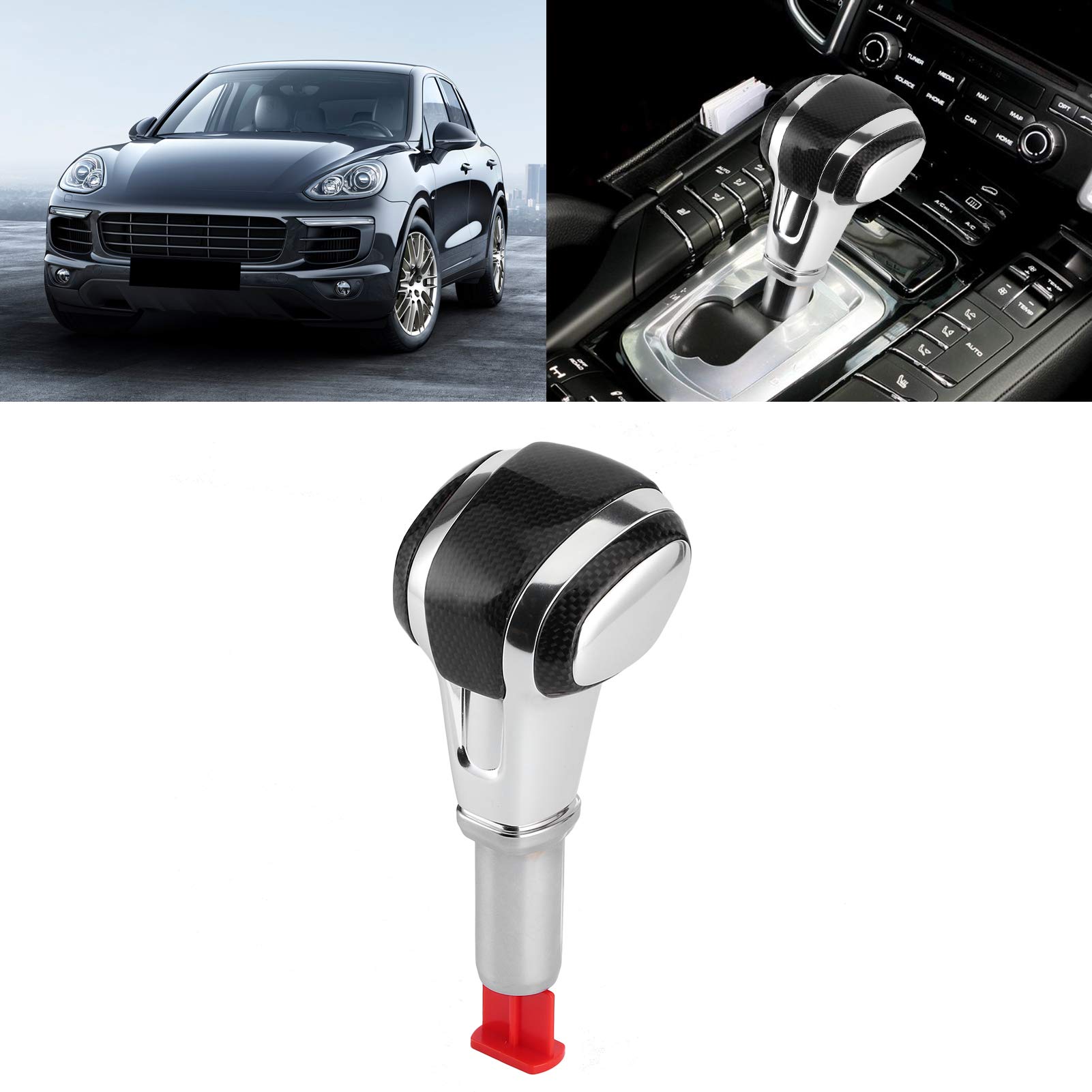 Acouto Carbon Fiber Car Gear Shift Knob - Manual/Auto Shifter Lever for Porsche Cayenne 11-17 - Premium Styling Accessories for Enhanced Driving Experience