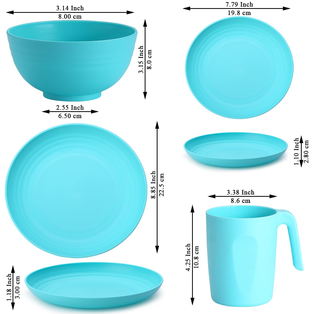 Kyraton 32-Piece Unbreakable Dinnerware Set for 8 - Microwave & Dishwasher Safe for Outdoor & Camping