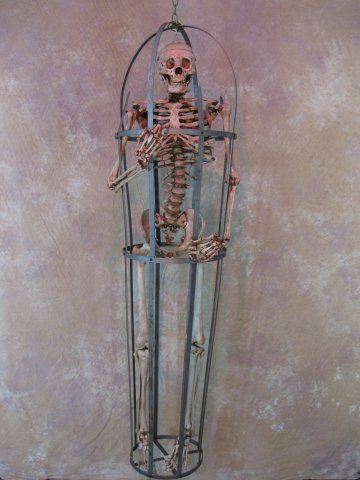 Vintage Iron Skeleton Cage - Life Size Decorative Halloween Prop for Home, Haunted House, and Gothic Party Decorations