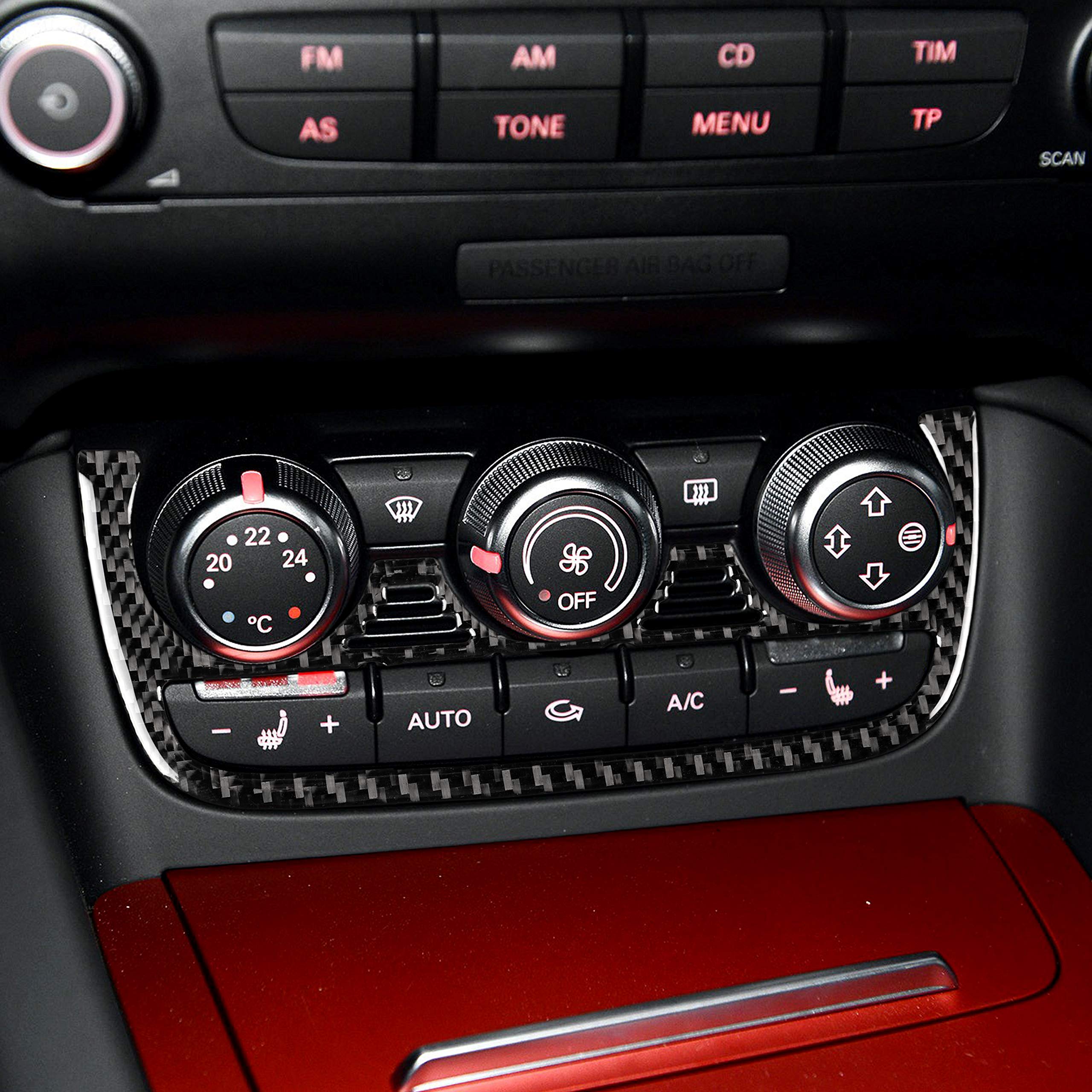 Premium Carbon Fiber Air Conditioner Button Cover Trim for Audi TT 8N/8J MK123 TTRS (2008-2014) - Interior Upgrade Accessory | Enhances Dashboard Style & Protects Controls