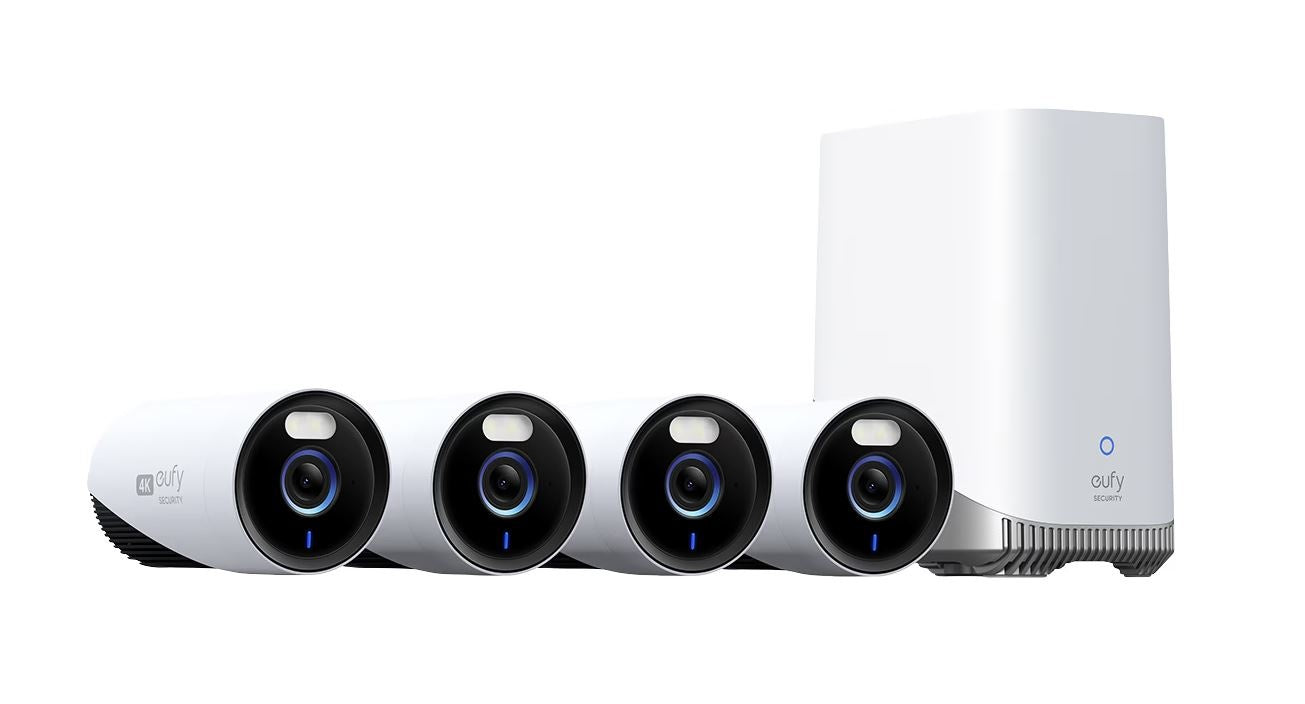 E330 4-Pack Wired Security Camera System with Homebase 3 – Indoor/Outdoor Home Surveillance for 24/7 Protection & Smart Alerts