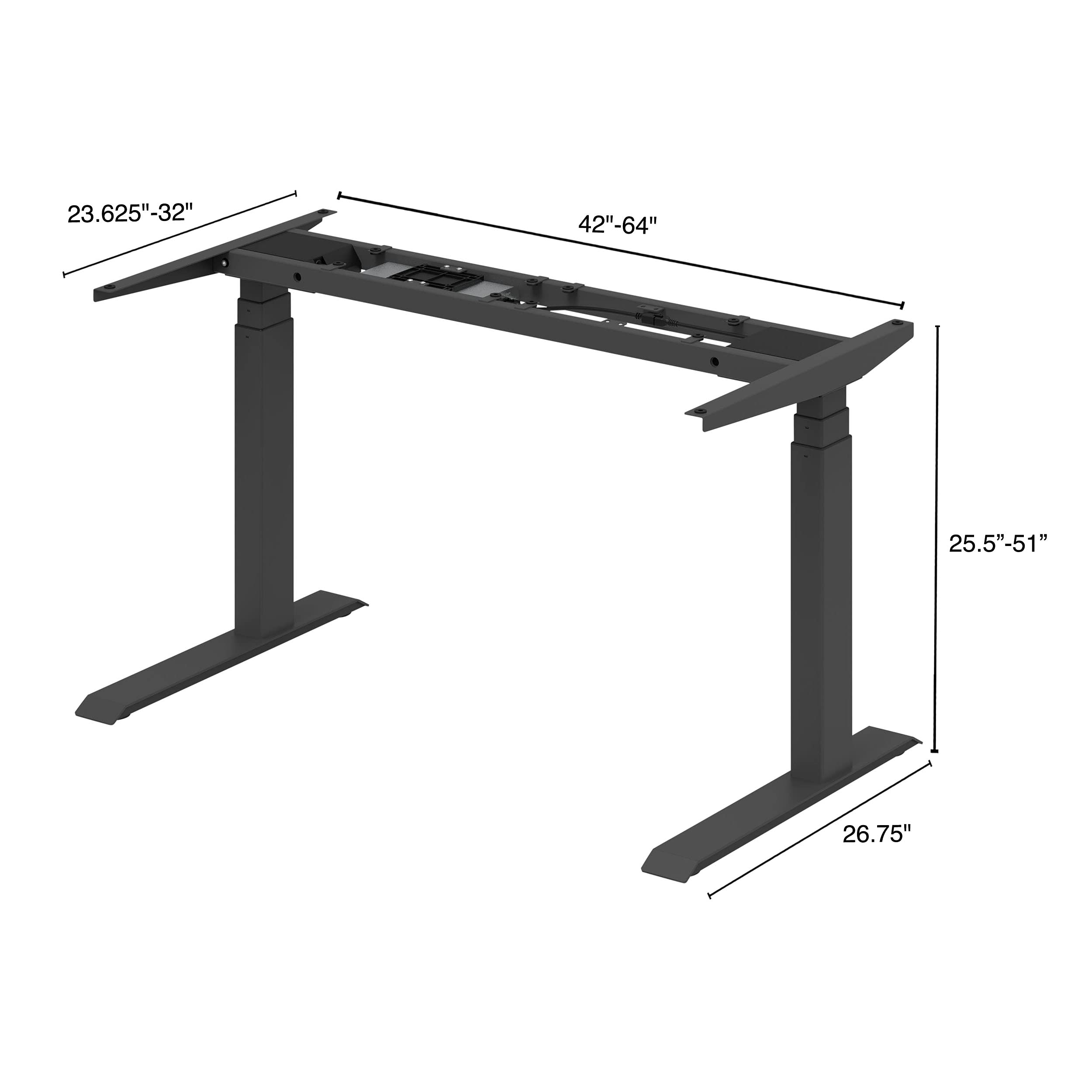 Dual Motor Electric Adjustable Height Standing Desk - EZ Assemble Steel Frame (Charcoal) | Perfect for Home Office & Workspace Ergonomics