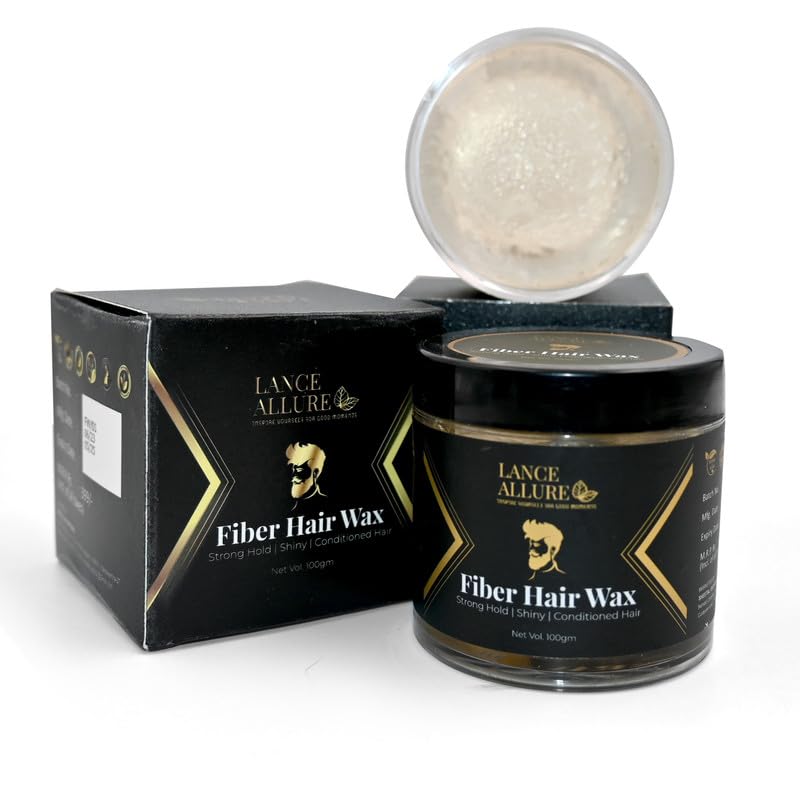 Lance Allure Fiber Hair Wax - Strong Hold Styling Wax with Amla & Rosemary Extract for Shiny, Conditioned Hair (100ml) | Perfect for Men's Grooming, Textured Hairstyles & Daily Styling
