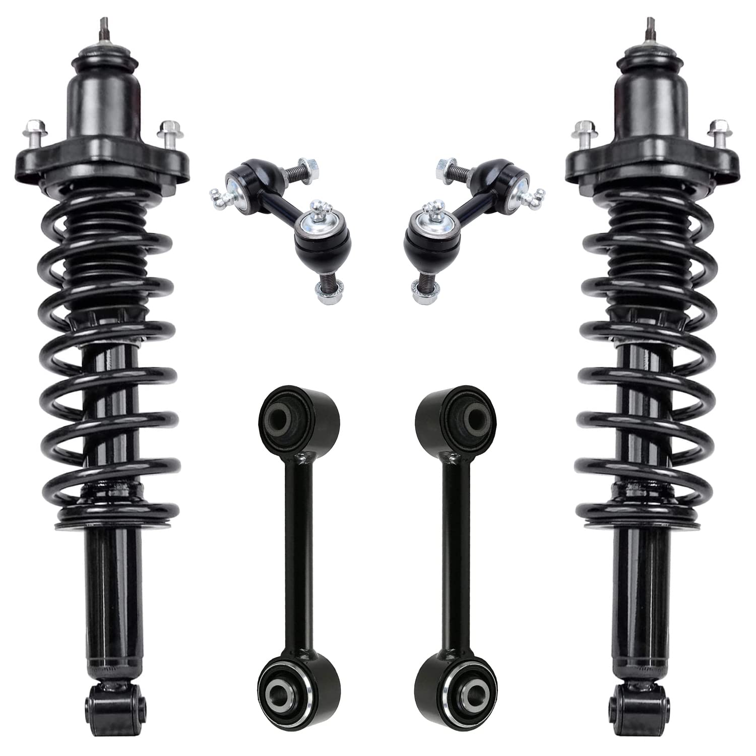 Detroit Axle 6-Piece Rear Struts Kit for 2007-2009 Dodge Caliber, Compass & Patriot - Complete Suspension Replacement with Lower Control Arms, Sway Bars & Coil Springs | Perfect for Off-Roading, Daily Commuting & Smooth Ride Experience