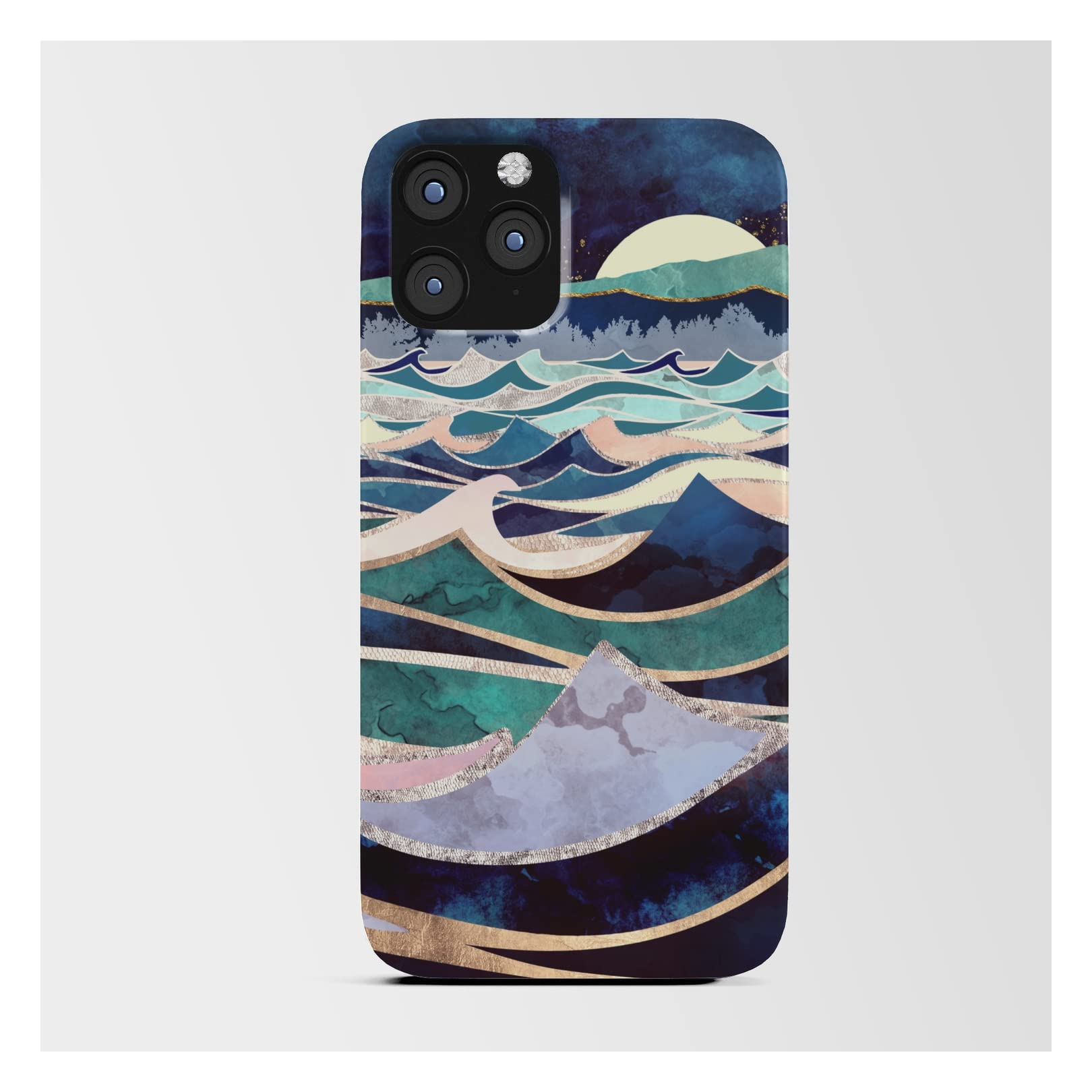 Spacefrogdesigns Moonlit Ocean Phone Card Case for iPhone 12 Pro Max - Slim Protective Wallet Case with Card Holder - Perfect for Travel, Work & Everyday Use