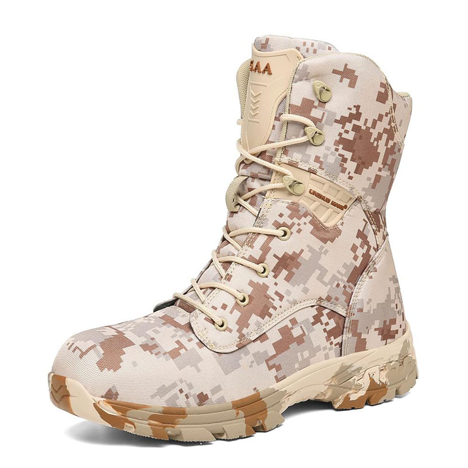 Men's Tactical Boots - High-Top Waterproof Outdoor Training Shoes, Durable Camouflage Combat Boots for Hiking, Hunting & Military Use