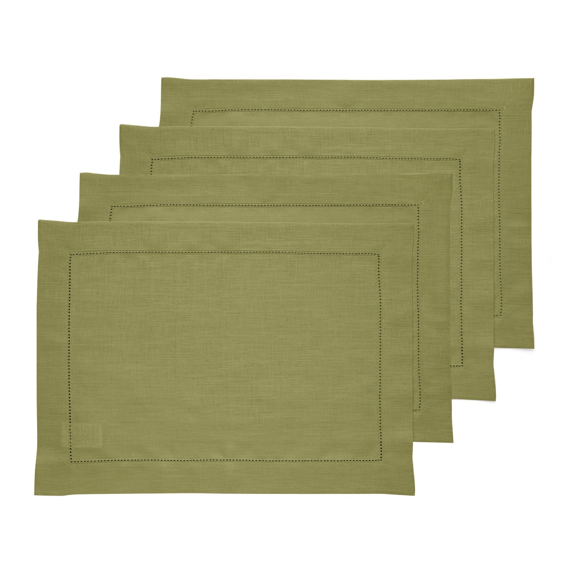 Elegant Classic Hemstitch Placemats Set of 4 - Premium Linen Table Mats for Dining Room Decor - Perfect for Thanksgiving, Christmas Dinner & Formal Entertaining
