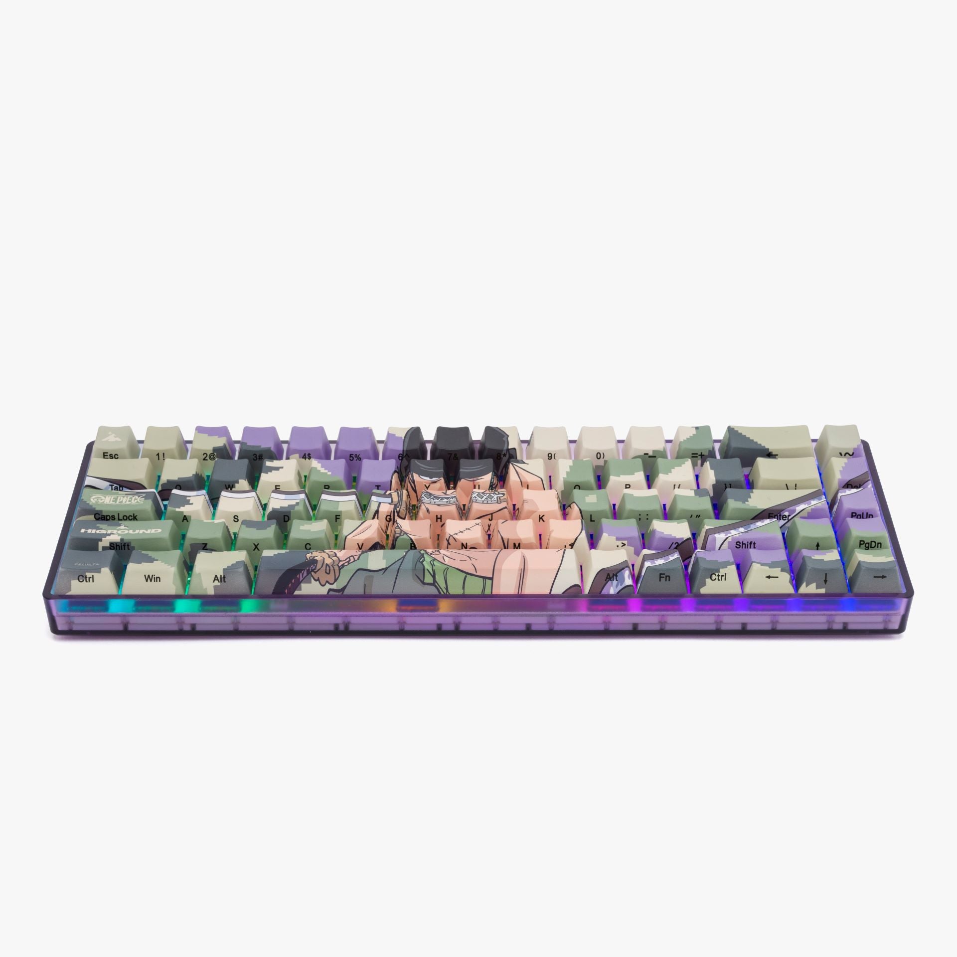 One Piece x HG Basecamp 65 Mechanical Keyboard - Zoro Themed RGB Gaming Keyboard for PC & Mac | Perfect for Anime Fans, Gamers & Office Work