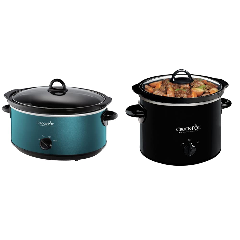 Crock-Pot 7 Quart & 2 Quart Slow Cooker Bundle with Food Warmer - Perfect for Family Dinners, Meal Prep & Party Buffets