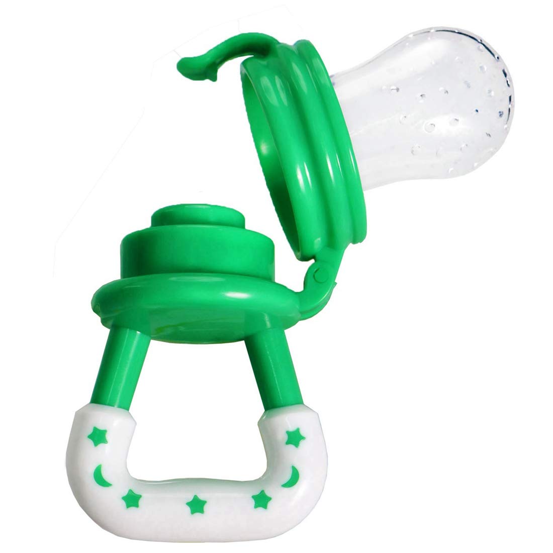 UNIH Silicone Baby Food Feeder Pacifier - Safe Fresh Fruit & Veggie Nibbler for Infants & Toddlers | BPA-Free Teething Toy for Easy Self-Feeding | Perfect for On-the-Go Snacking & Mess-Free Mealtime (Green)