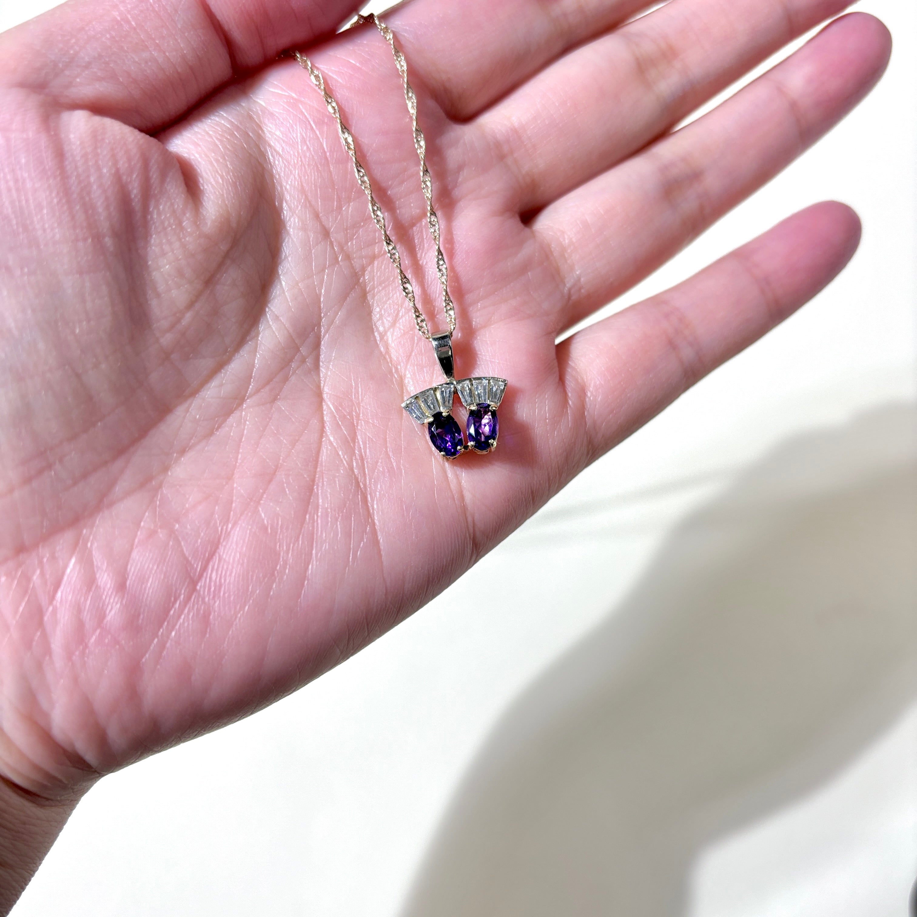 10K Yellow Gold Amethyst & Diamond Pendant Necklace for Women | 0.79ctw Amethyst & 0.28ctw Diamond | 18 Inch Chain | Elegant Gift for Birthday, Anniversary & Valentine's Day