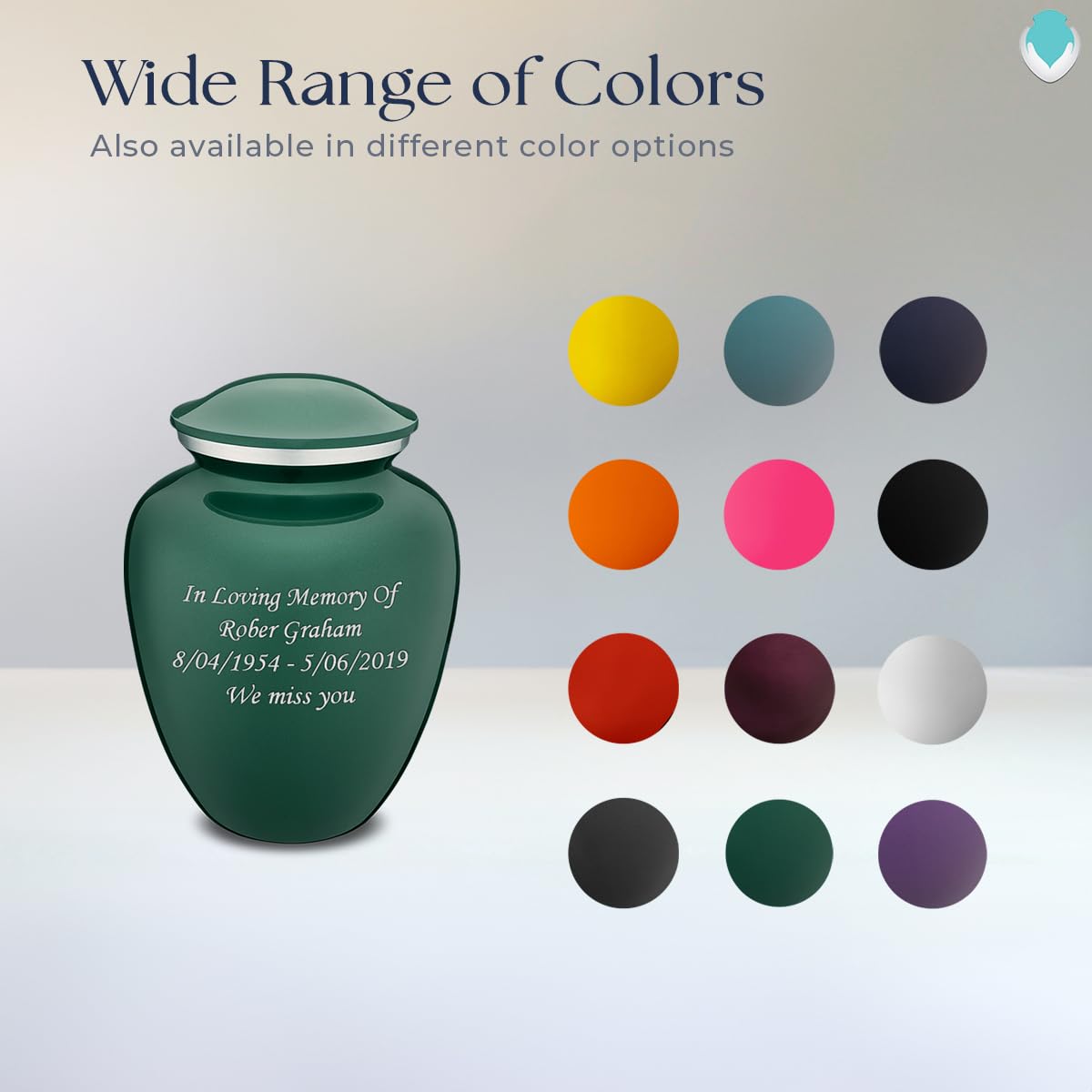 Personalized Cremation Urns for Human Ashes - Small Green Funeral Urn for Women & Men - Holds 44 lbs - Perfect for Memorial Services, Home Display & Eco-Friendly Burials