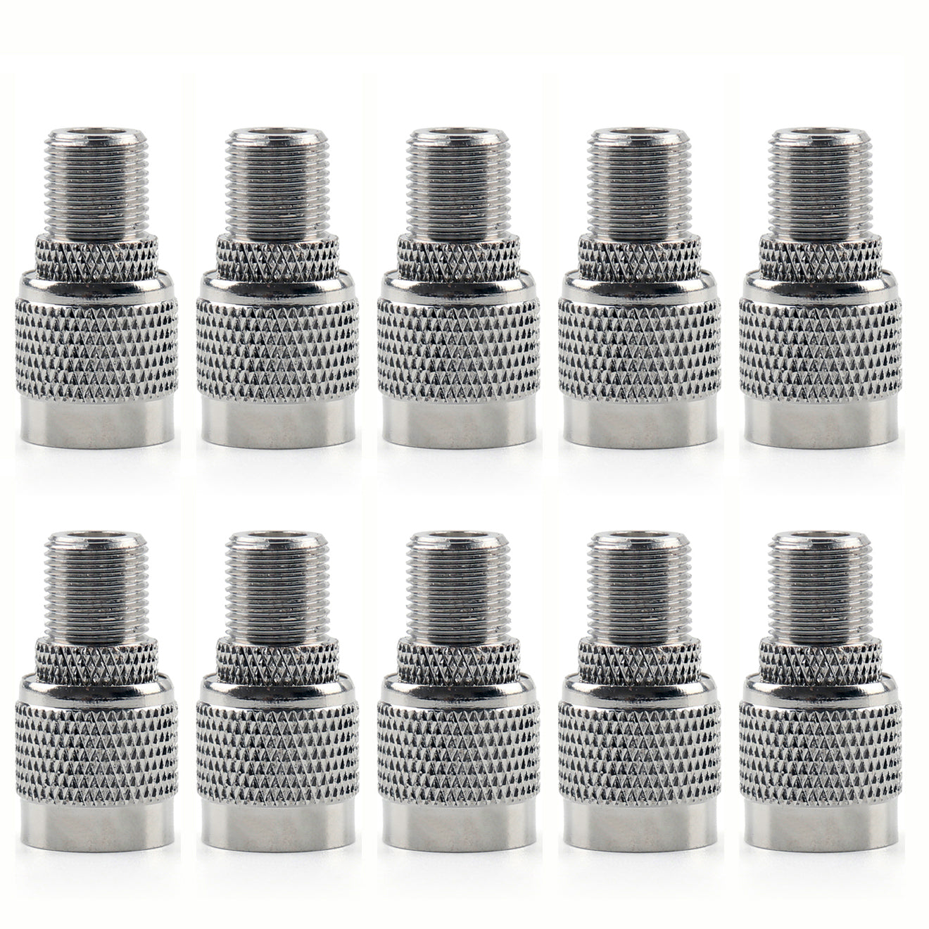 10Pcs TNC Male to F Female RF Connector Adapter - Straight Plug for TV, Antenna, CCTV & Ham Radio (Perfect for Signal Transmission & Coaxial Cable Connections)