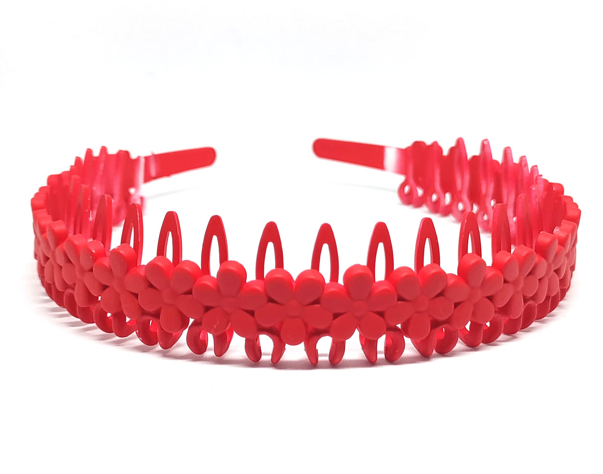 Trendy Plastic Floral Hair Bands for Women & Girls - 6 Pack Headbands for Everyday Wear, Fashion Accessories, School, Work & Party Use
